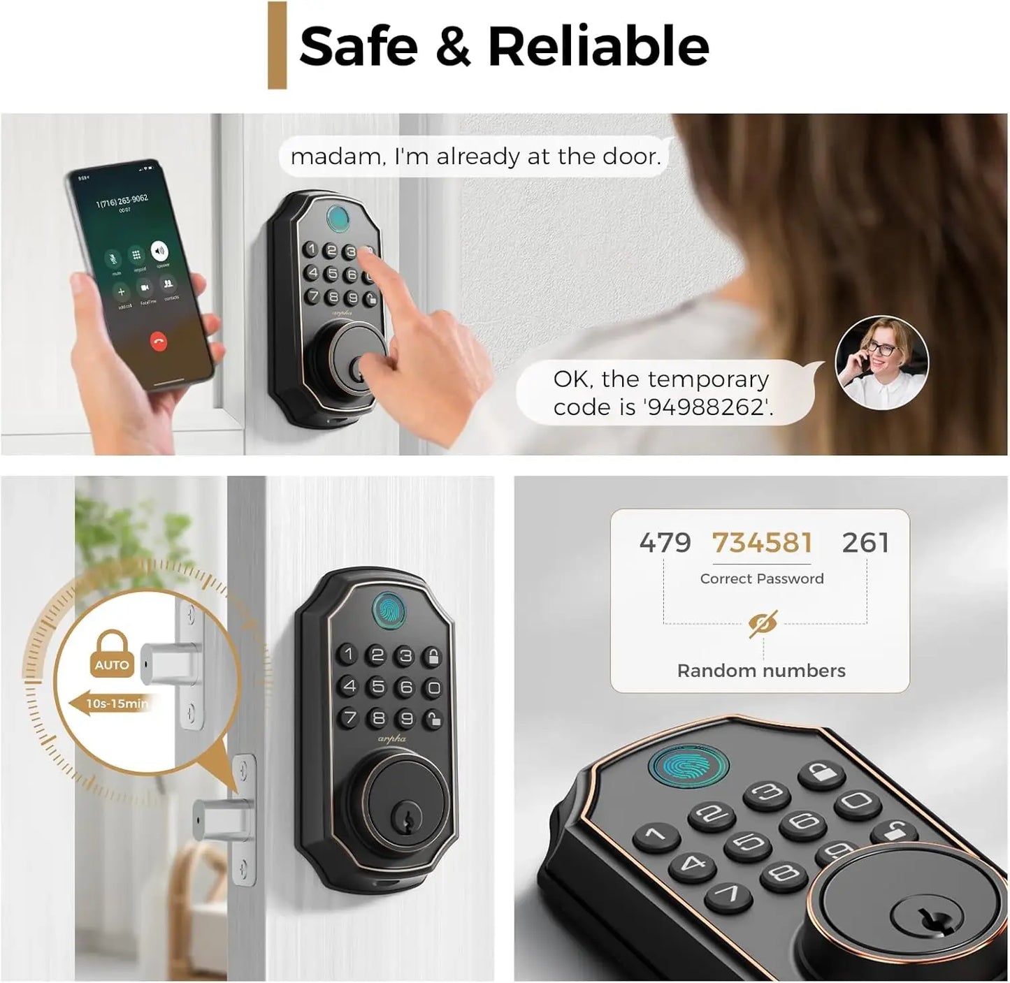 Arpha D280W WiFi Keyless Entry Door Lock With Fingerprint
