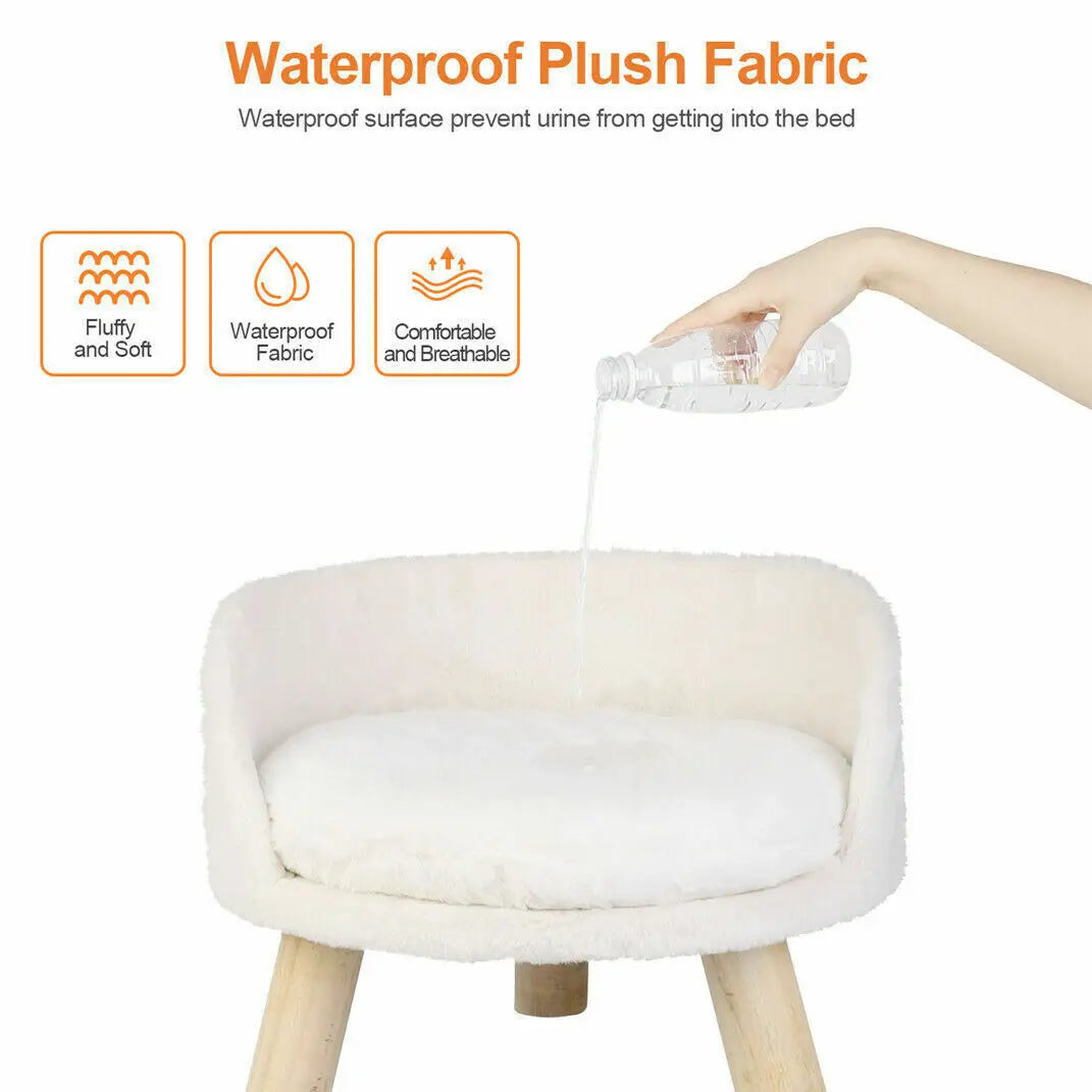 NONECN Luxury Soft Cat Bed With Plush Fabric Cushion Pad