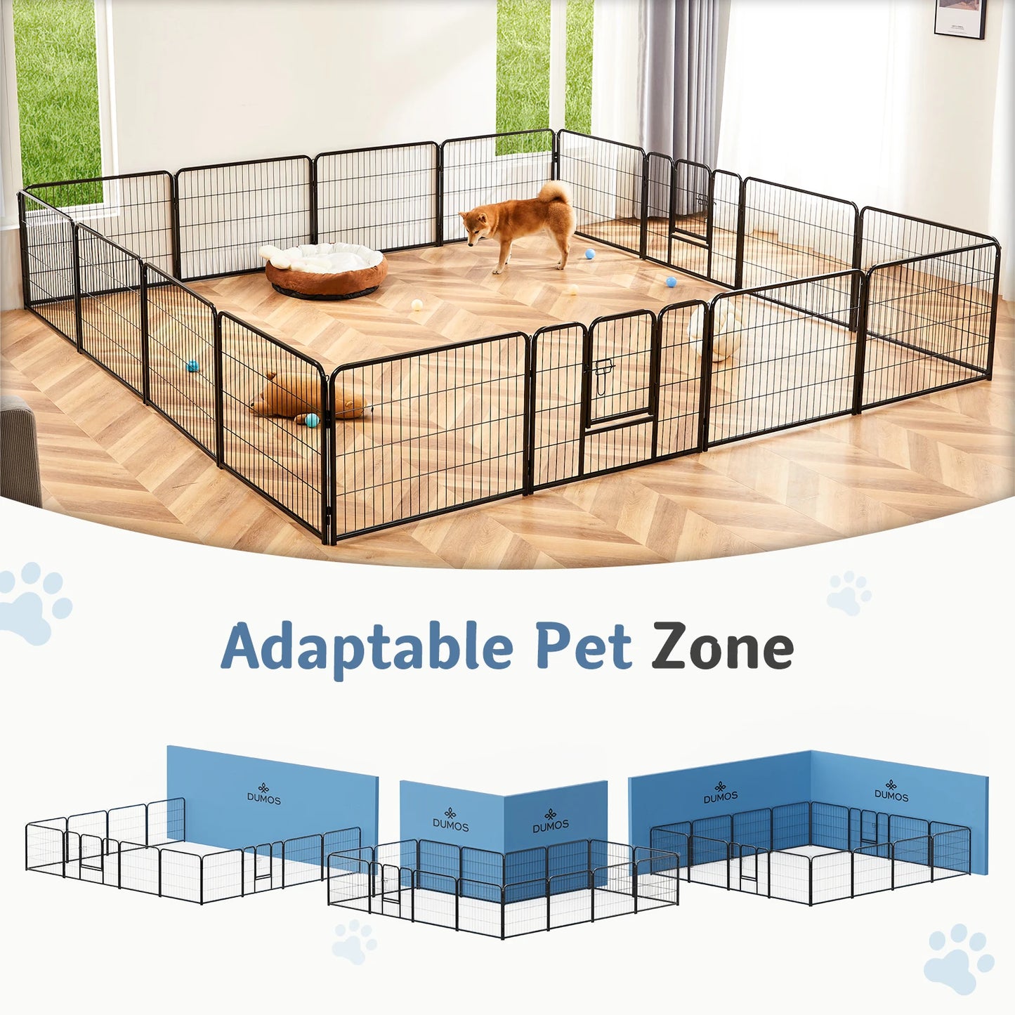 JHK 16 Panel Dog Playpen Metal Fence For Indoor Outdoor