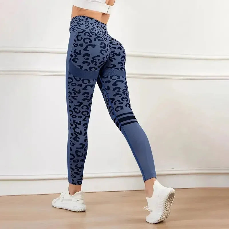 Yoga 9 Minute High Waist Leopard Print Seamless Tights