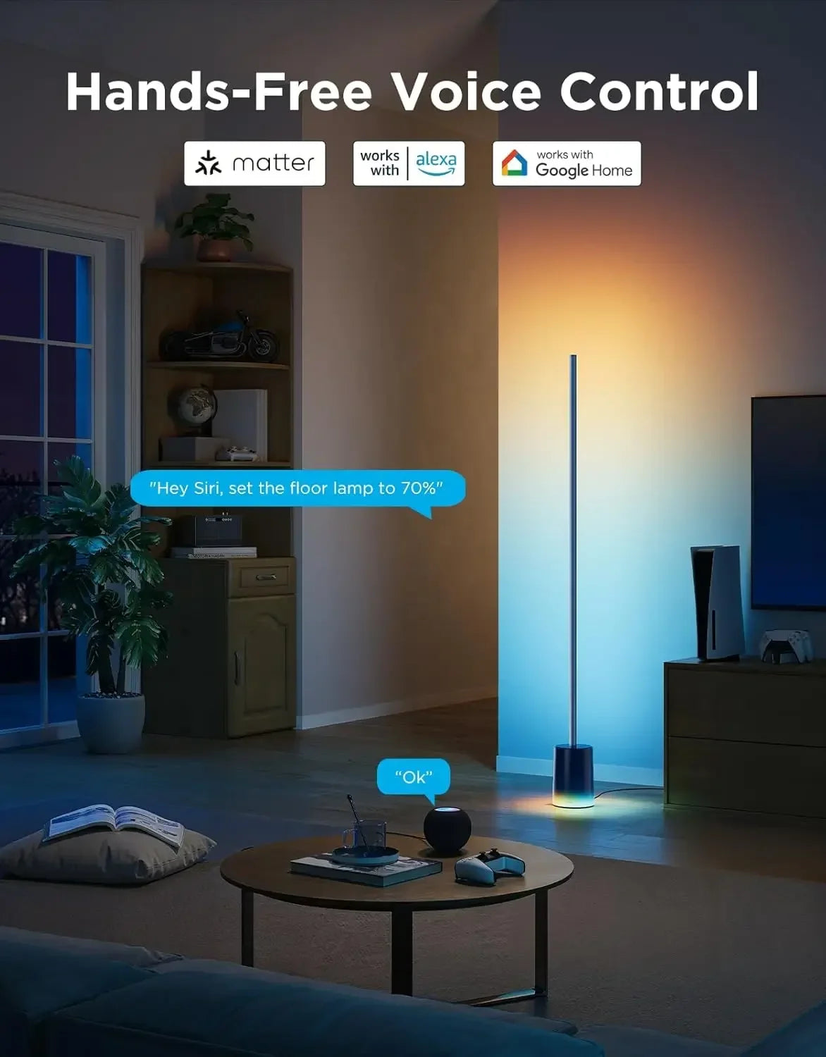 Floor Lamp 2 With Matter RGBIC Alexa Compatible Scene Modes