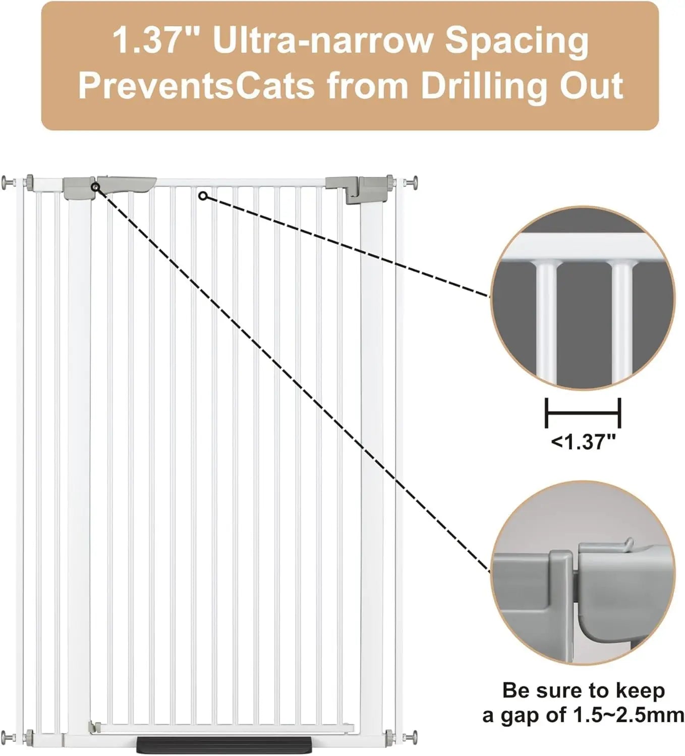 Pet Gate Adjustable Auto Close With Extension Kits