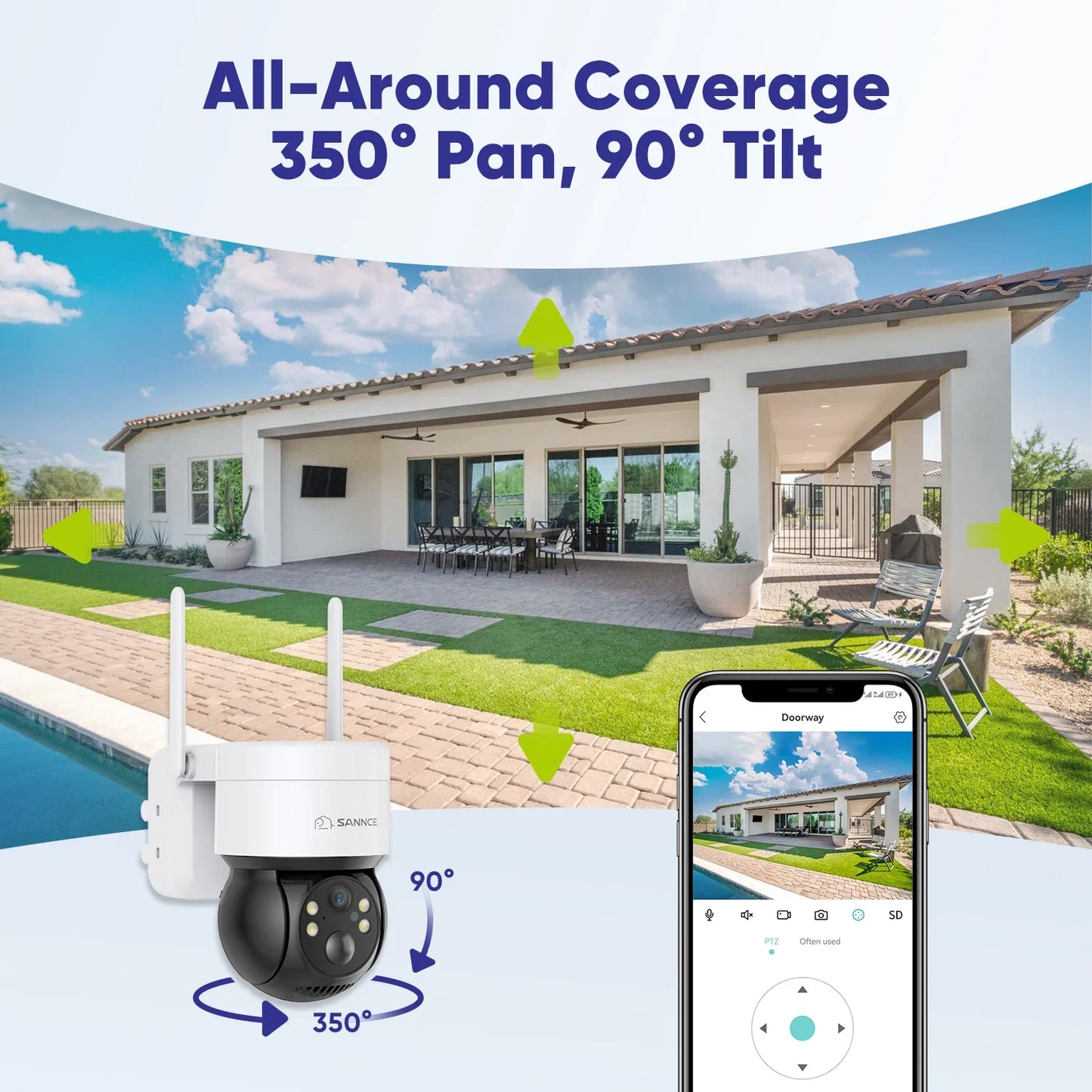 SANNCE 4MP Solar Powered Camera With Two-Way Audio and WiFi