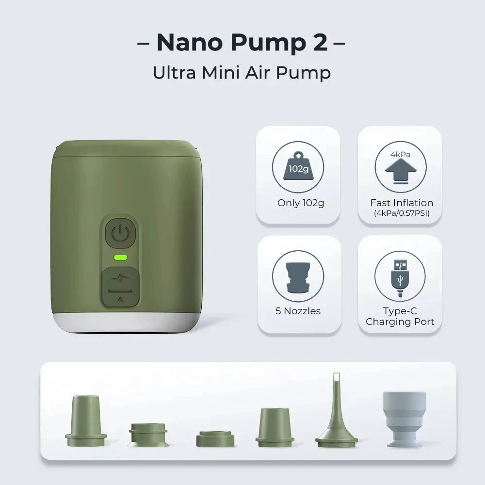 Compact Air Pump With Camping Lantern For Inflatable Mattress