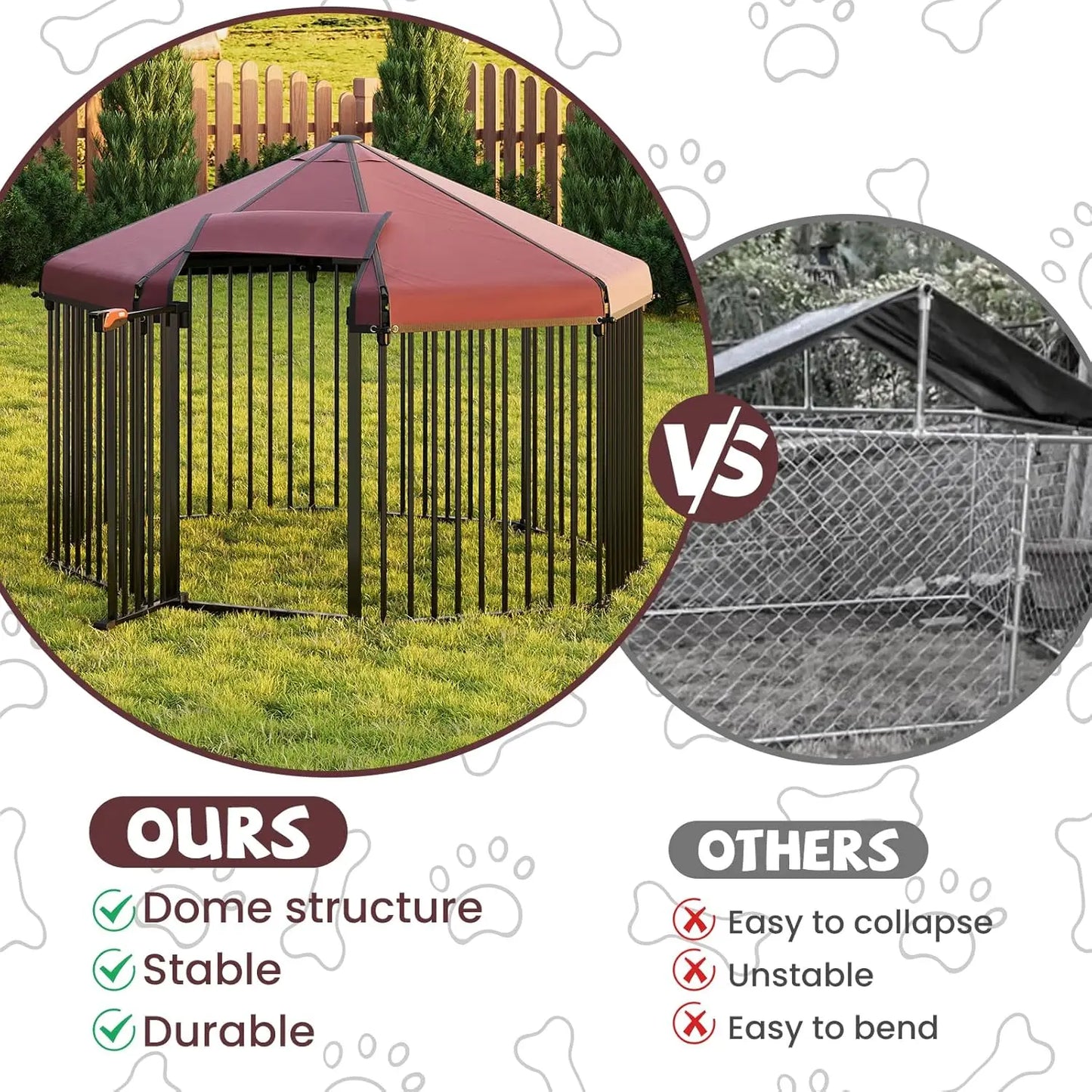 HiMISS Heavy Duty Octagon Dog Kennel Outdoor Lockable Roof Gate