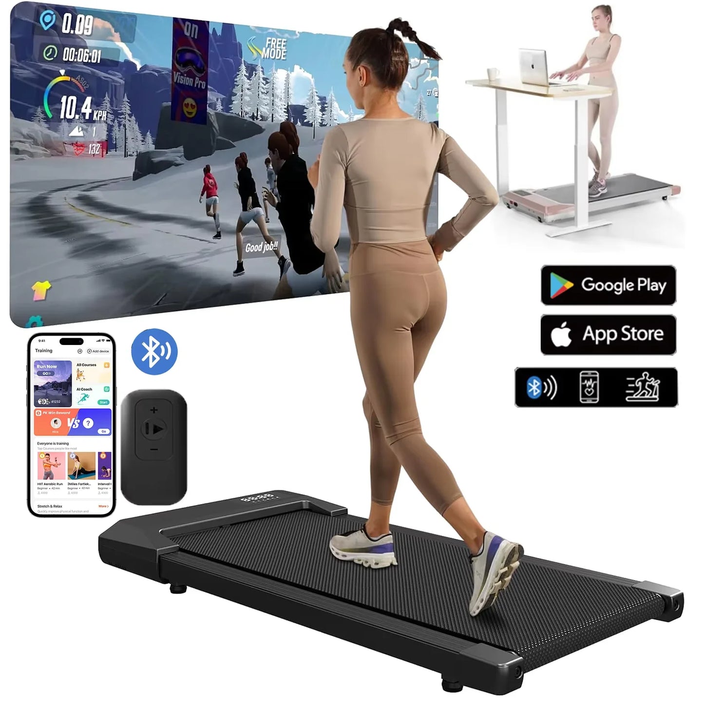 Home Use Treadmill 2.5HP 300lbs Capacity TwoInOne Walking Running