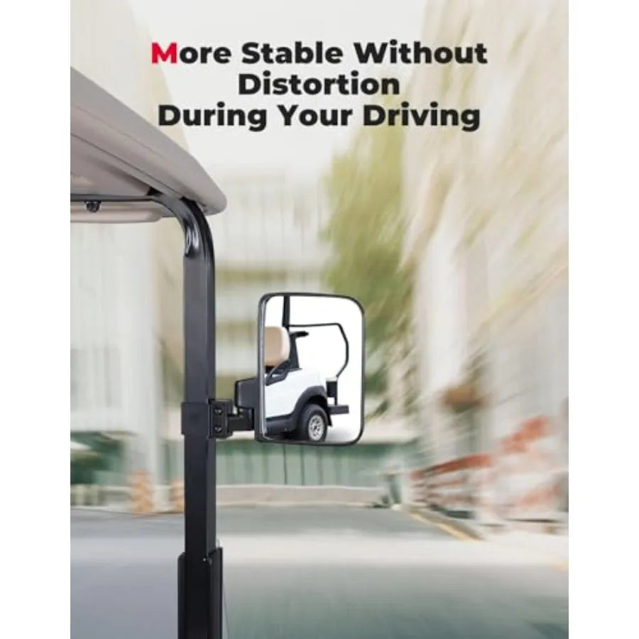 No Drilling Golf Cart Rear View Mirror Universal For Square Rails Folding