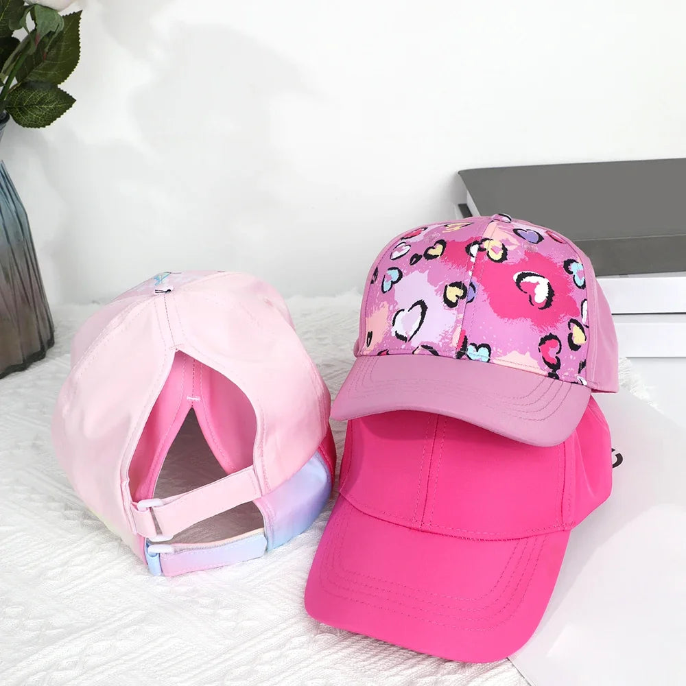 Kids Ponytail Baseball Cap Sun Hat Unisex Travel Cap