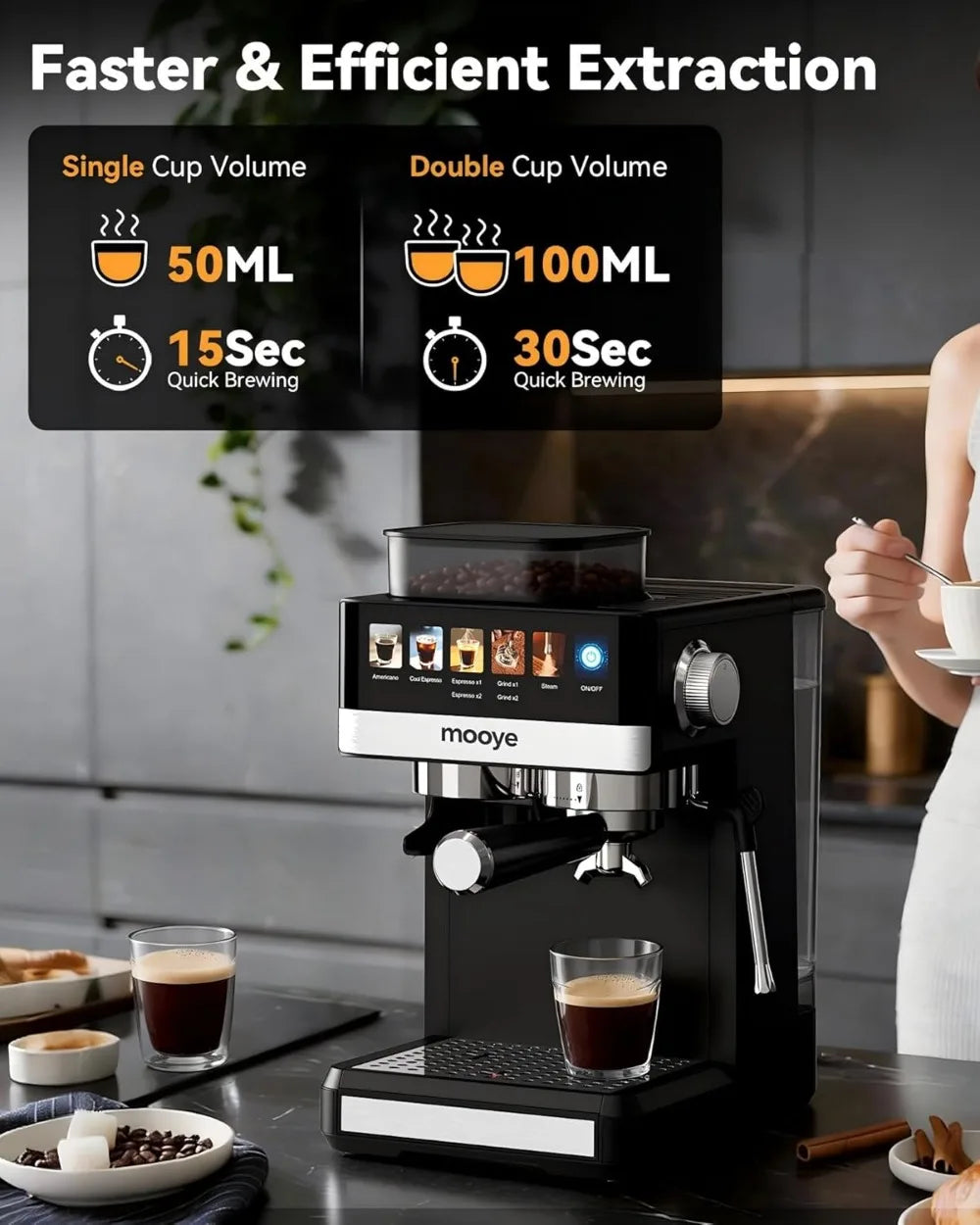 All-In-One 20 Bar Espresso Machine With Built-In Grinder