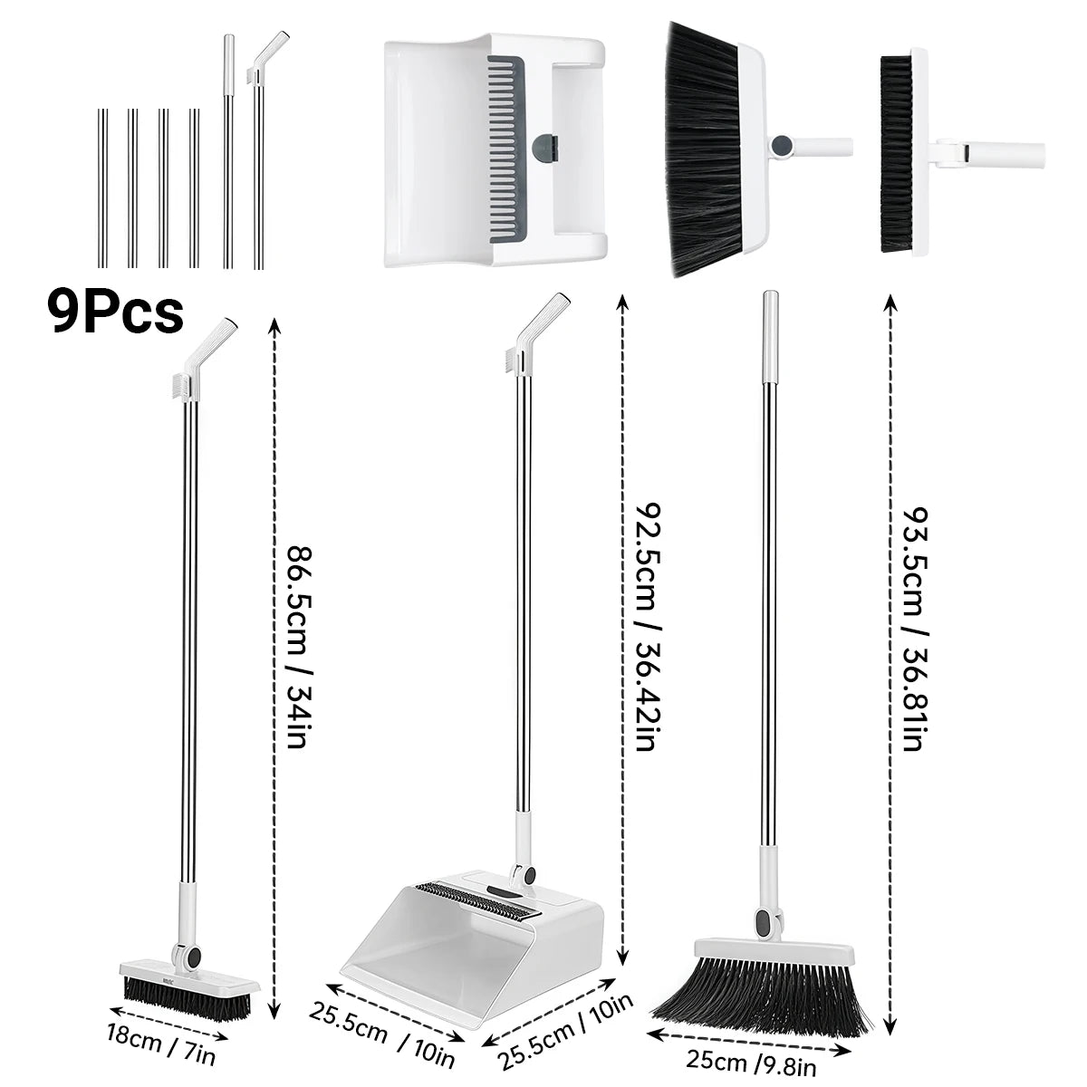 3in1 Broom Dustpan Set For Home Office School Dorm
