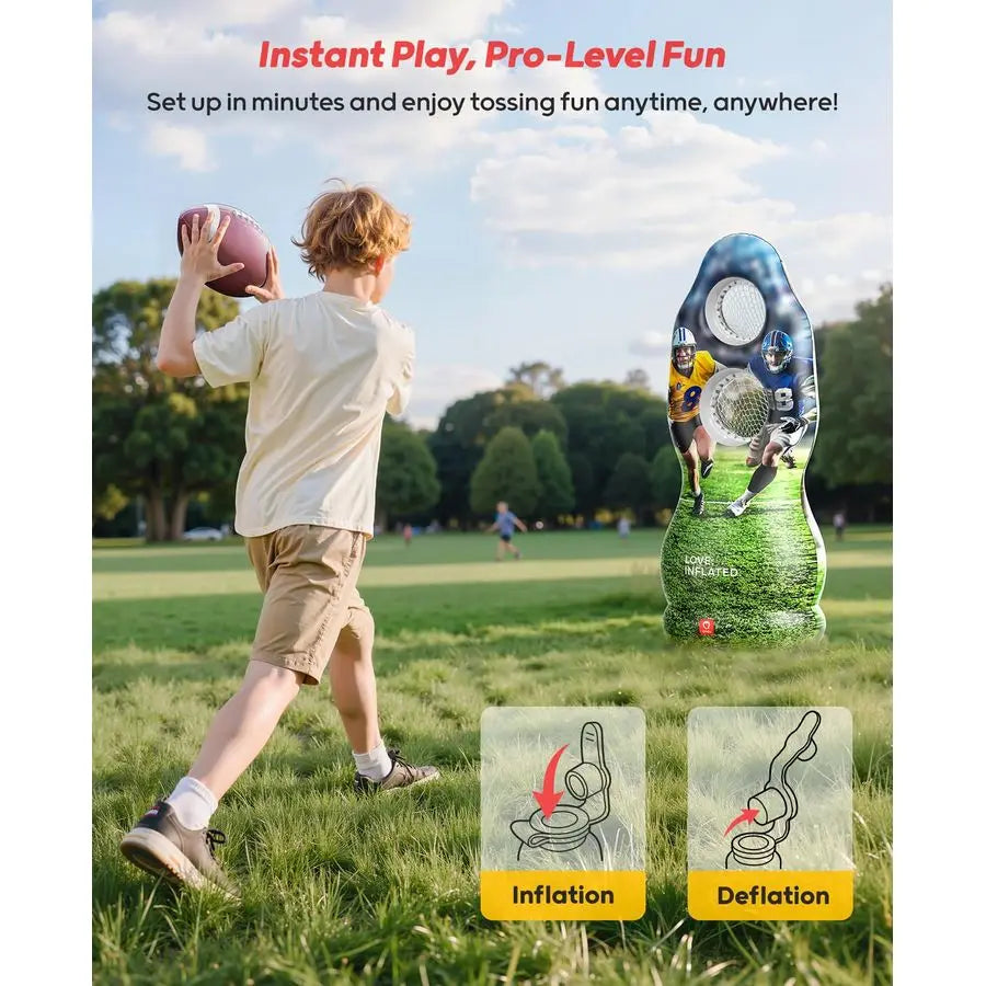 DualHole Inflatable Football Target Backyard Toss Game With 4 Balls