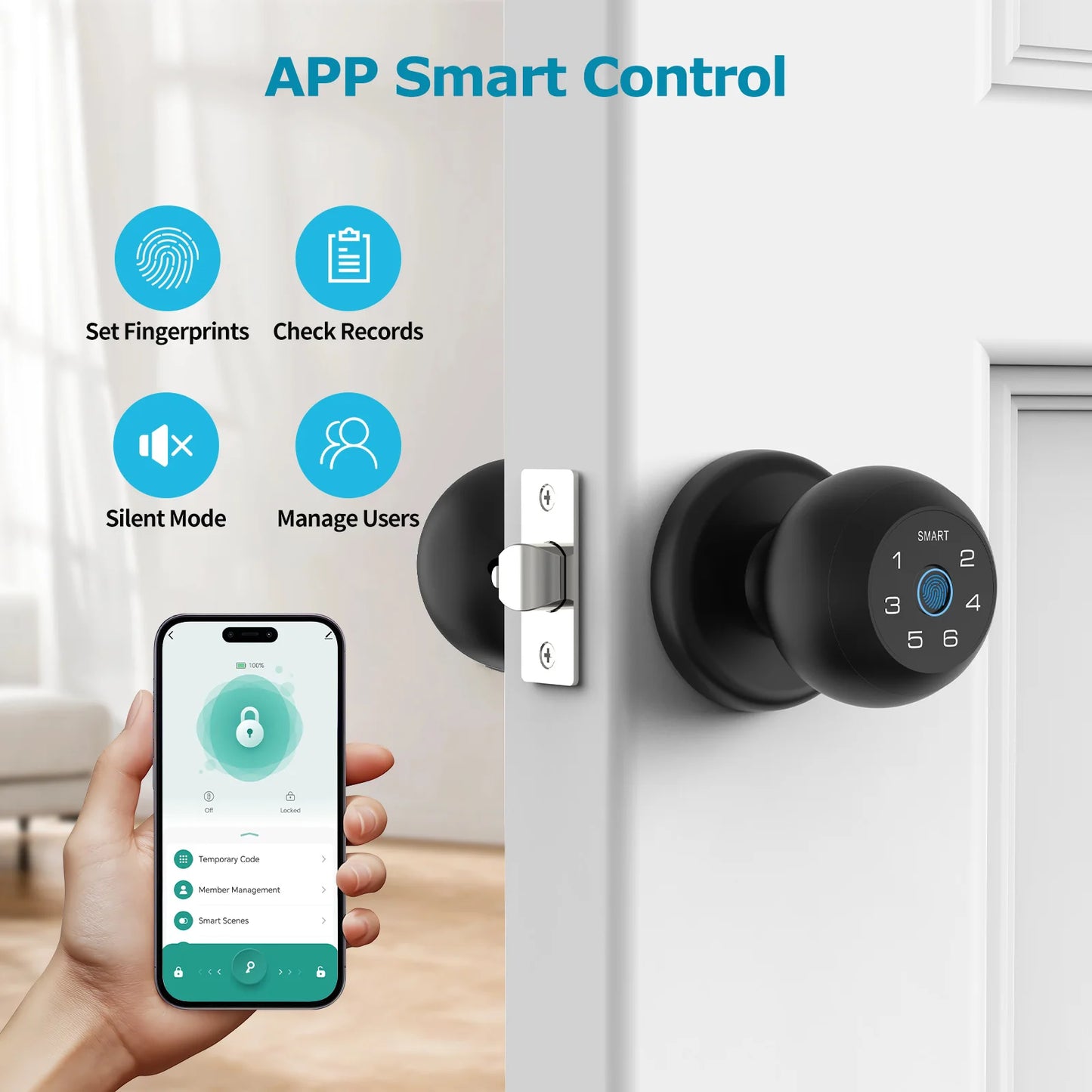 Viladepot Ball-Shaped Smart Lock With Fingerprint And App-Controlled Keypad