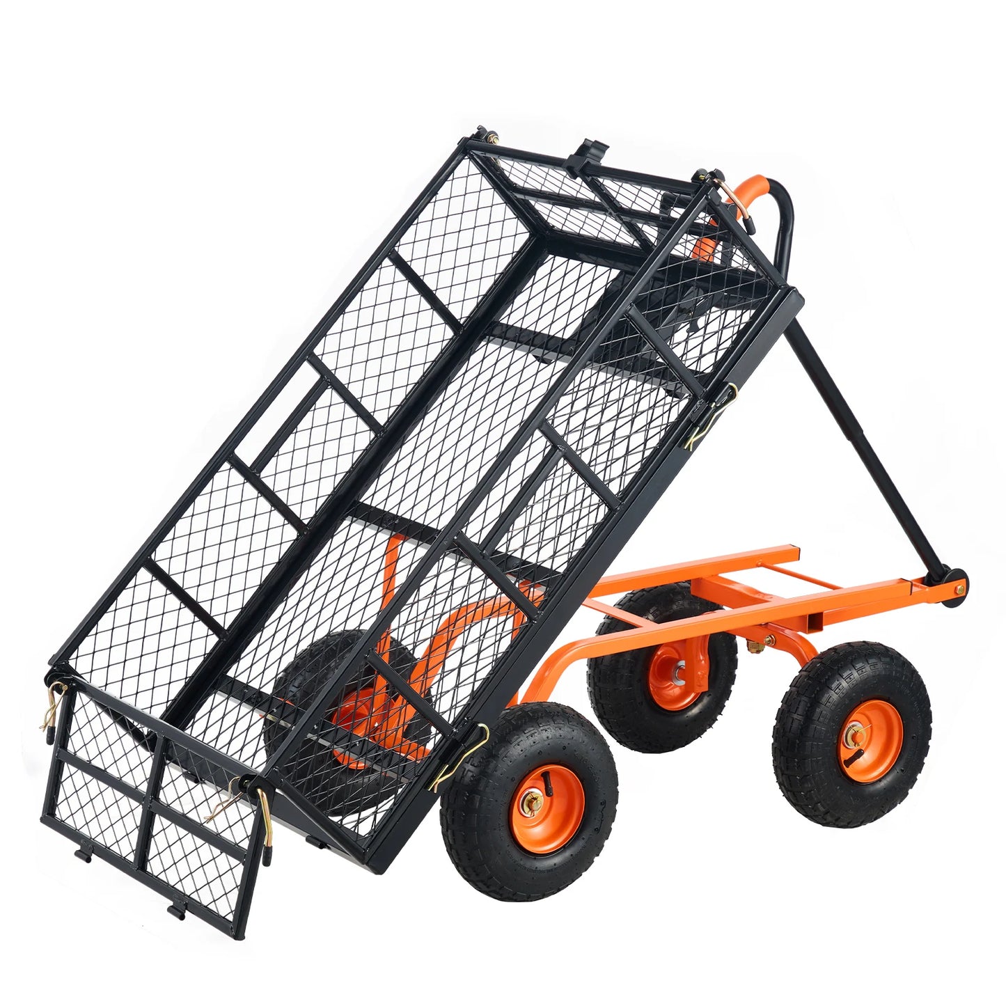 SucceBuy Garden Cart Sturdy Utility Wagon With Dump Cart