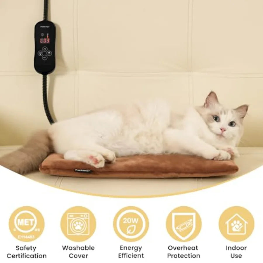 Heated Cat Bed And Pet Heating Pad With Adjustable Heat