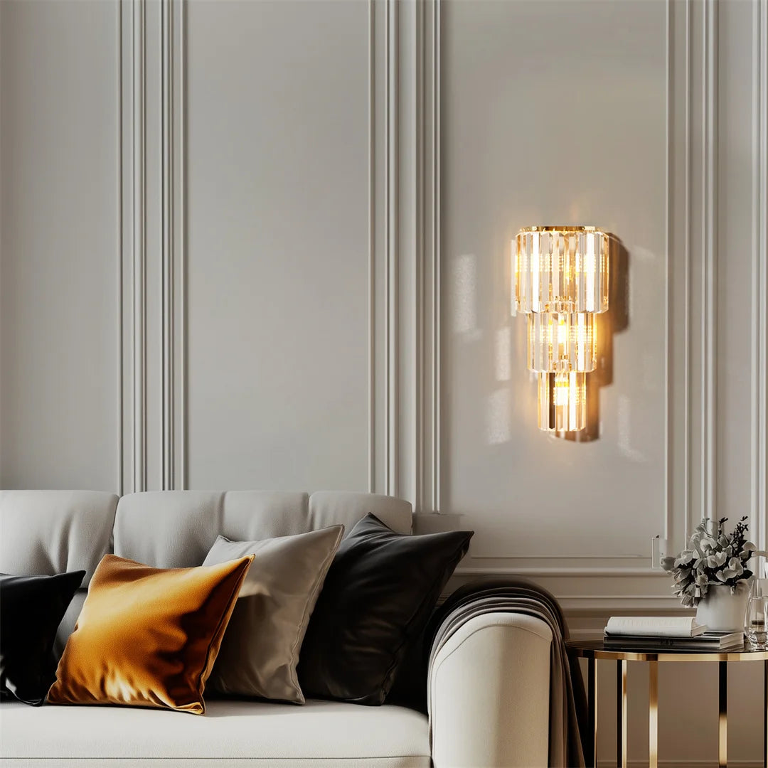 Crystal Wall Lamp 3 Layer Sconce With E14 LED Bulbs