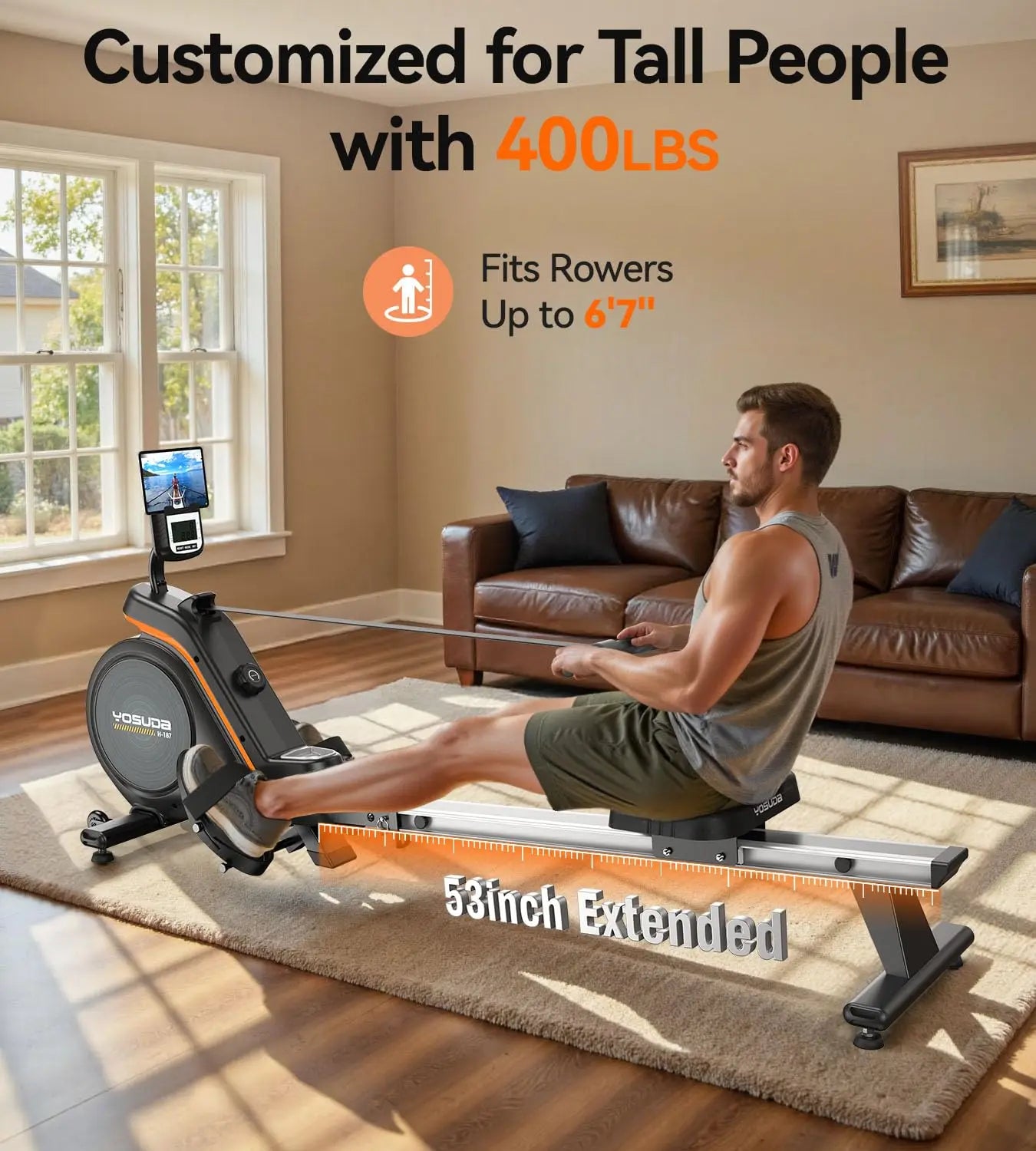 YOSUDA Magnetic Rowing Machine For Home With Bluetooth App Support