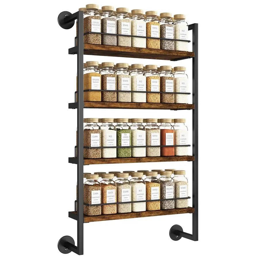 Spice Rack Wall Mount Organizer 4 Tier Kitchen Storage