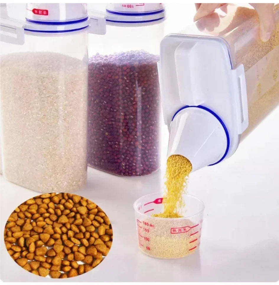 Pet Food Storage Pail With Measuring Cup Moisture Proof Jar