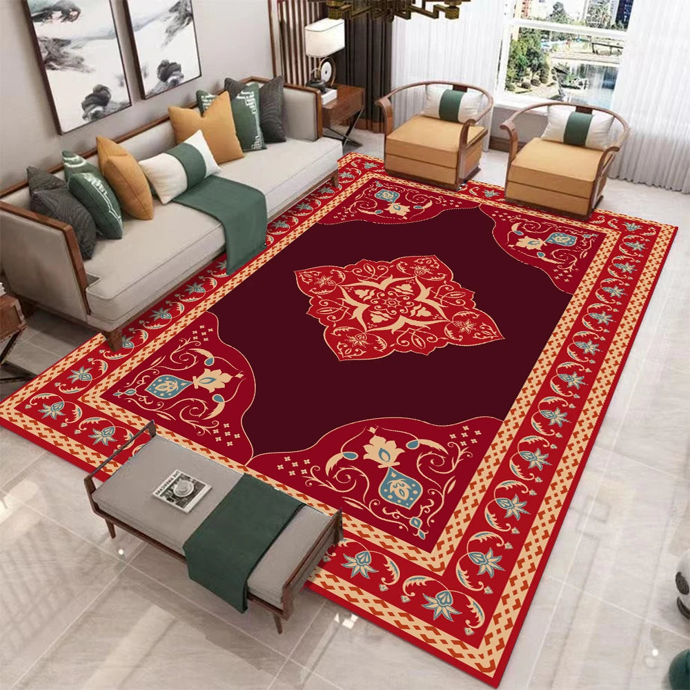 European Retro Geometric Carpet For Living Room Non Slip Washable Rug