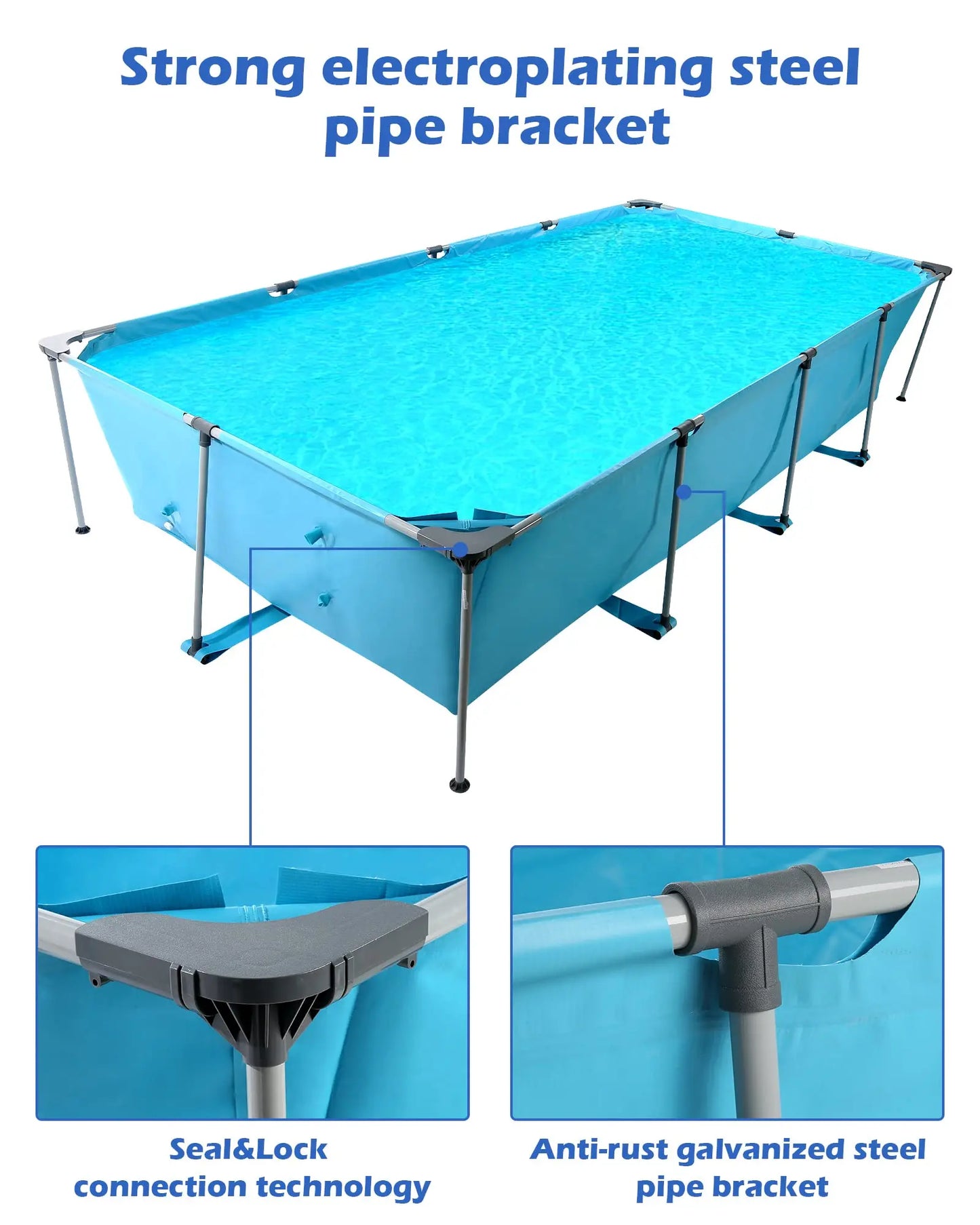 Above Ground Rectangle Frame Pool for Backyard Use