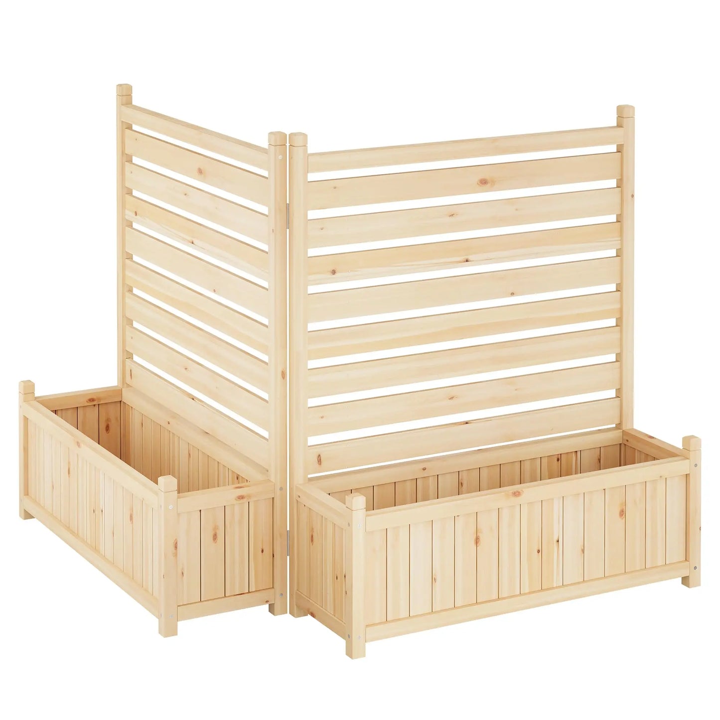 HiMISS Trellis Planter With Wooden Raised Bed Outdoor Privacy Fence