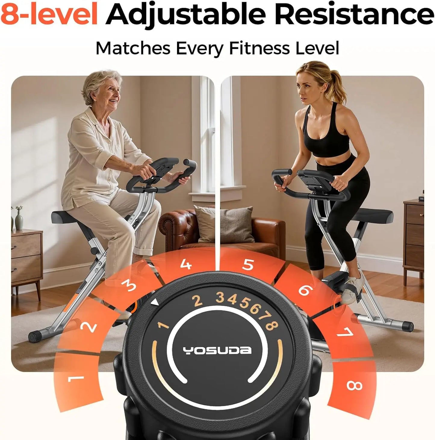 YOSUDA Folding Exercise Bike Foldable Stationary Home Gym Workout
