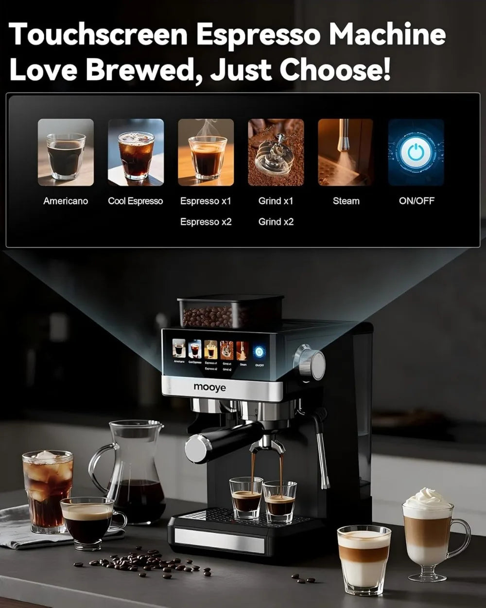 All-In-One 20 Bar Espresso Machine With Built-In Grinder