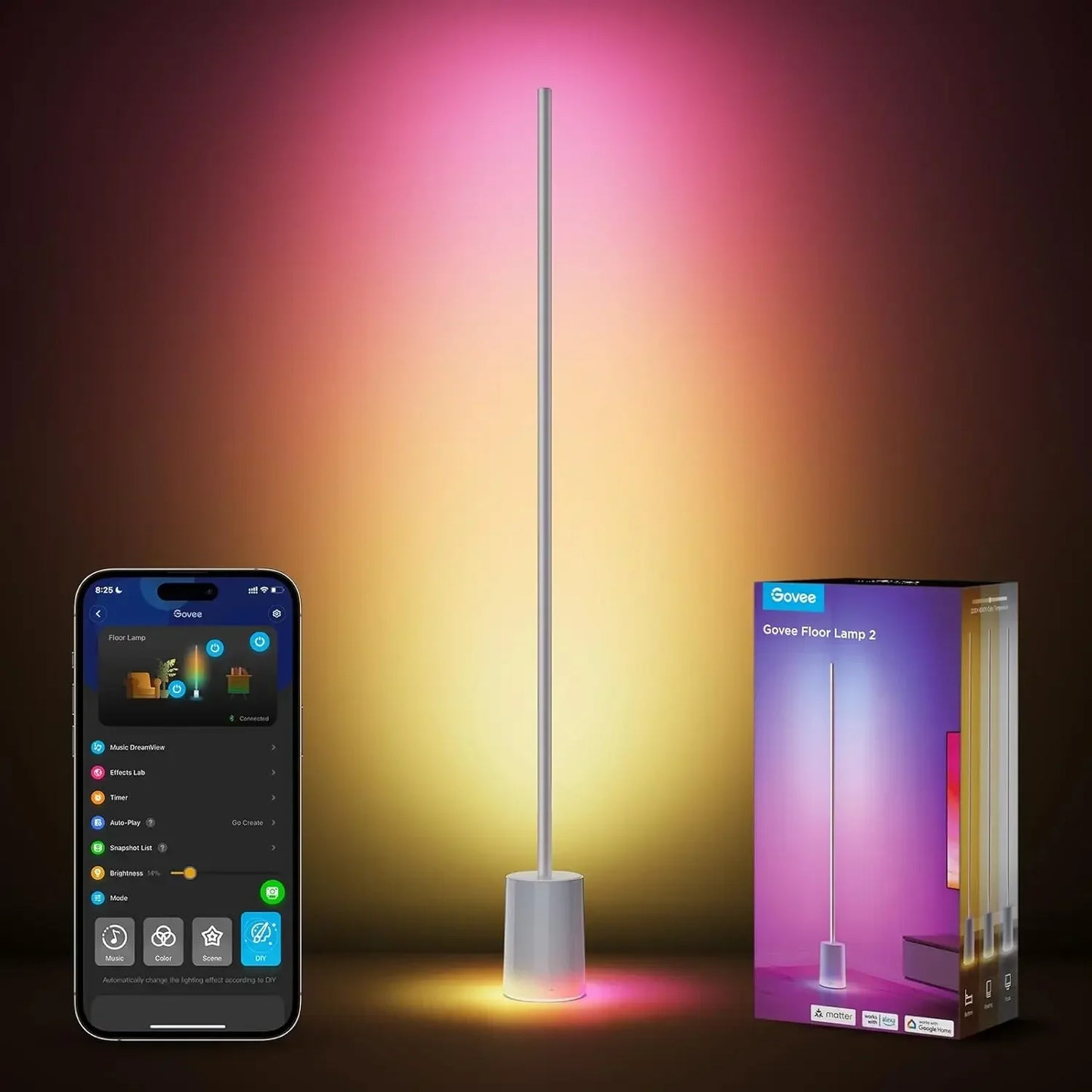 Floor Lamp 2 With Matter RGBIC Alexa Compatible Scene Modes