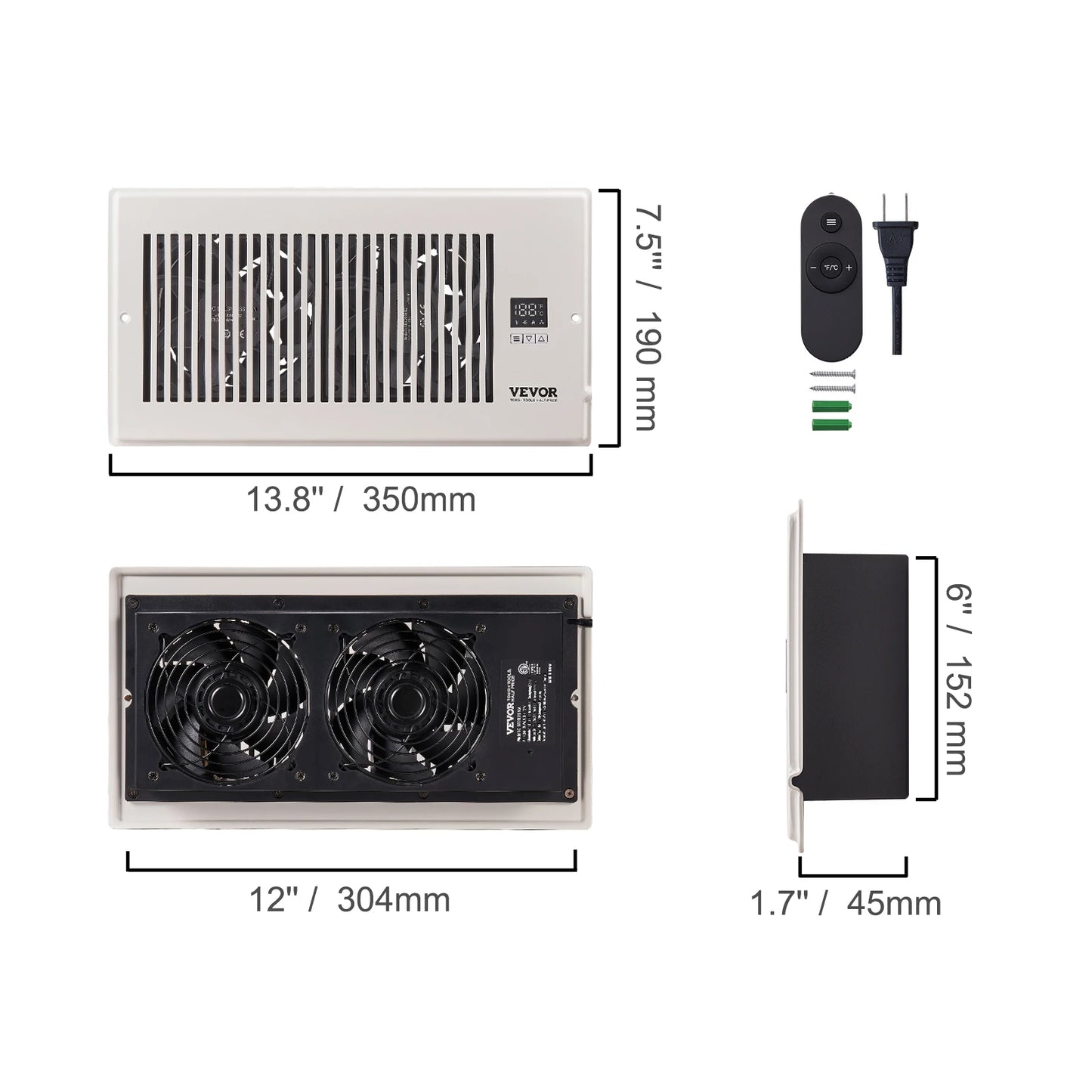 Booster Duct Fan 100CFM With LCD Controller For Ventilation