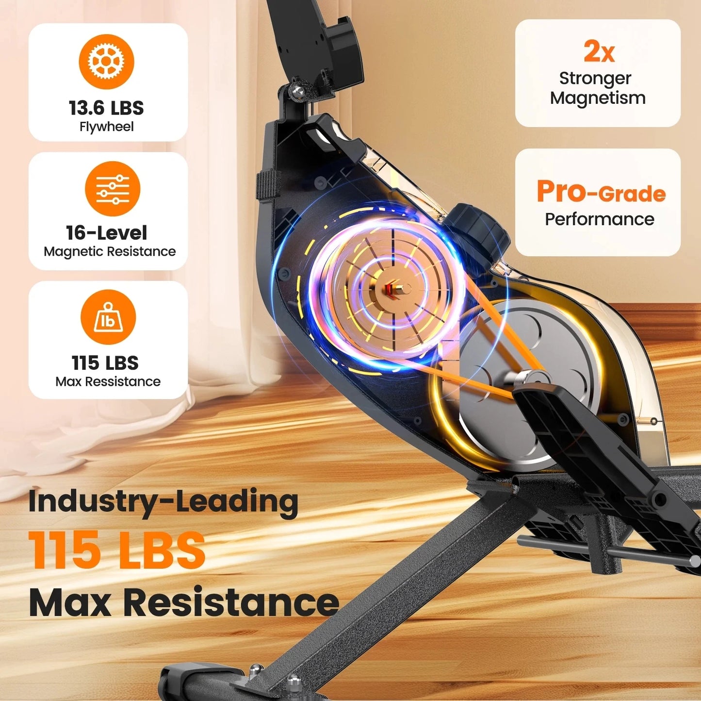 YOSUDA Magnetic Rowing Machine with Foldable Design