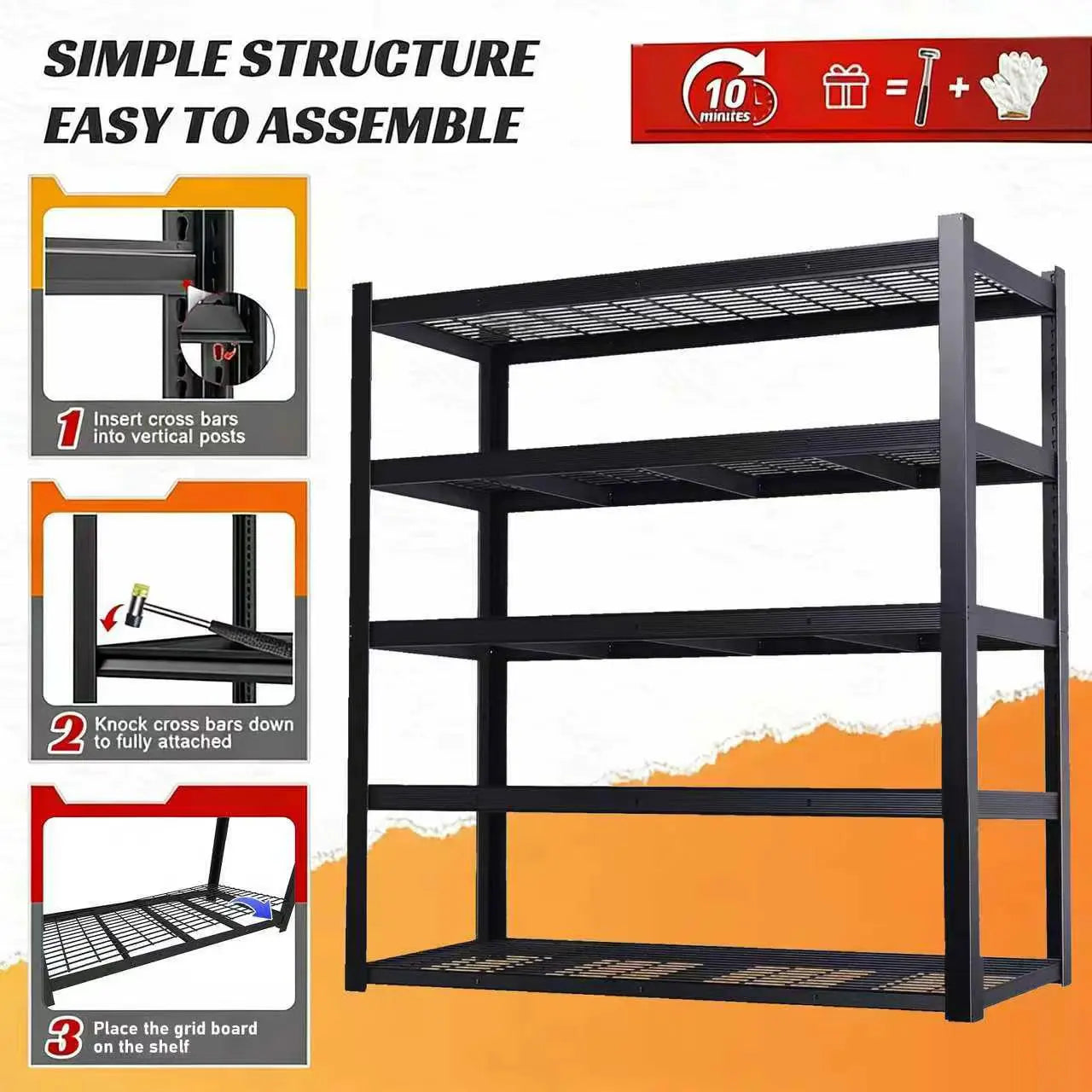 Adjustable Metal Double Layer Column Shelving Unit