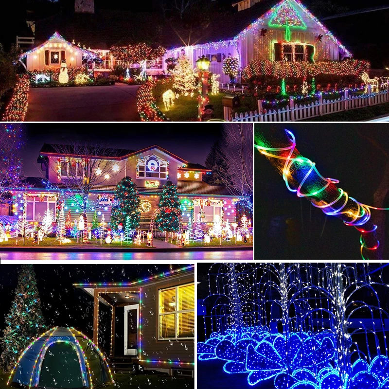 Solar Rope Lights Outdoor LED String For Garden Path Waterproof