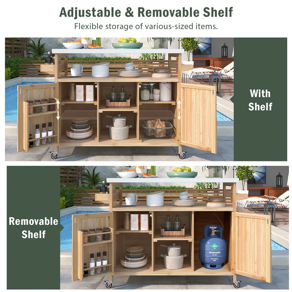 TWISTER.CK Portable Outdoor Bar Table With Storage And Wheels