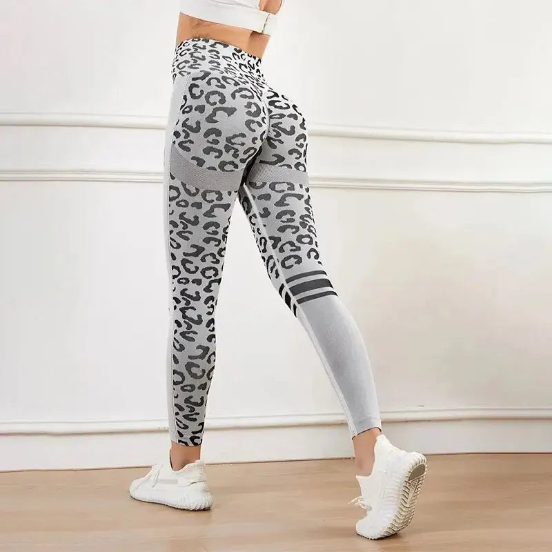Yoga 9 Minute High Waist Leopard Print Seamless Tights