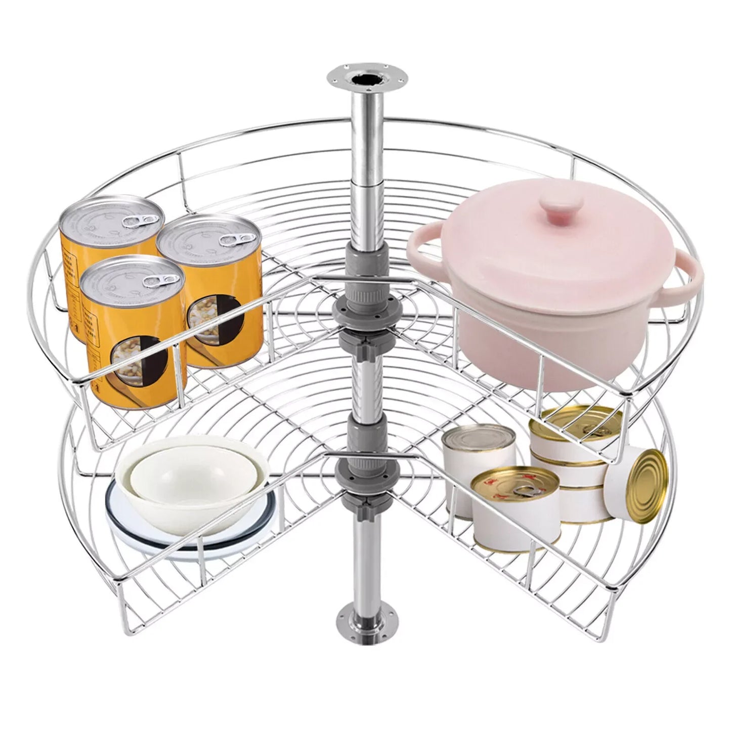 Chrome Lazy Susan Cabinet Corner Organizer Kitchen Storage