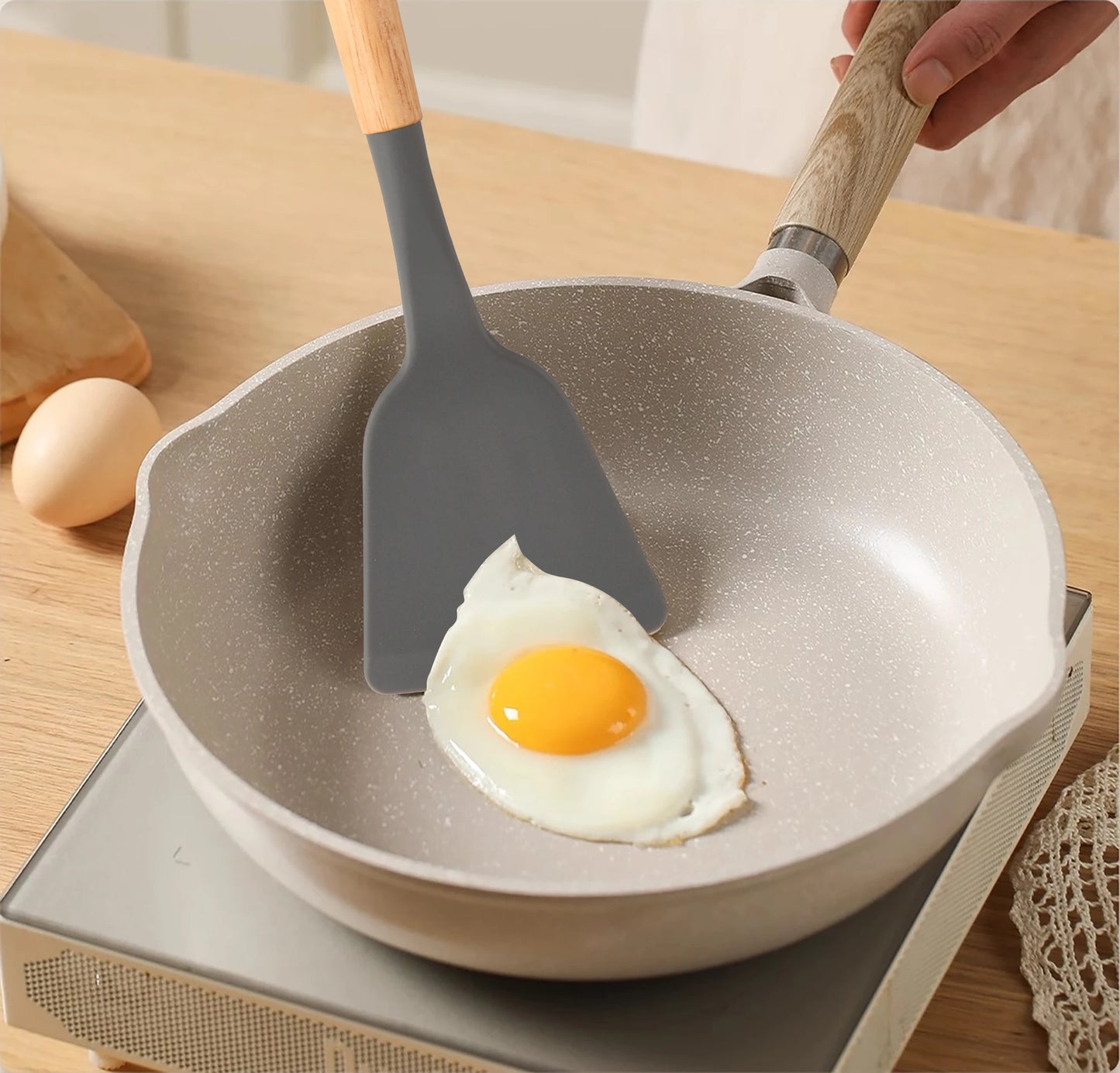KATISUN 12-Piece Non-Stick Silicone Utensils Set With Wooden Handles