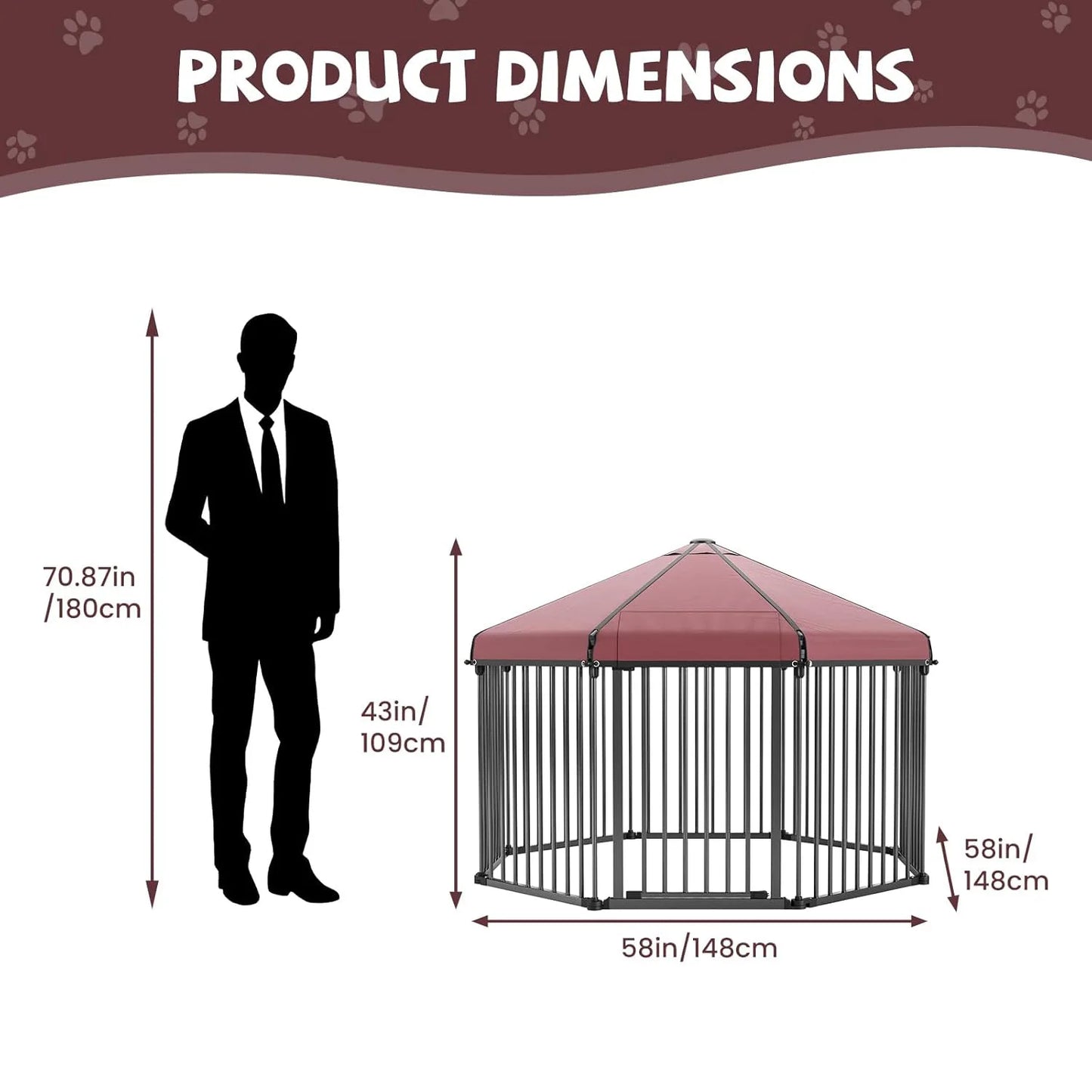 HiMISS Heavy Duty Octagon Dog Kennel Outdoor Lockable Roof Gate
