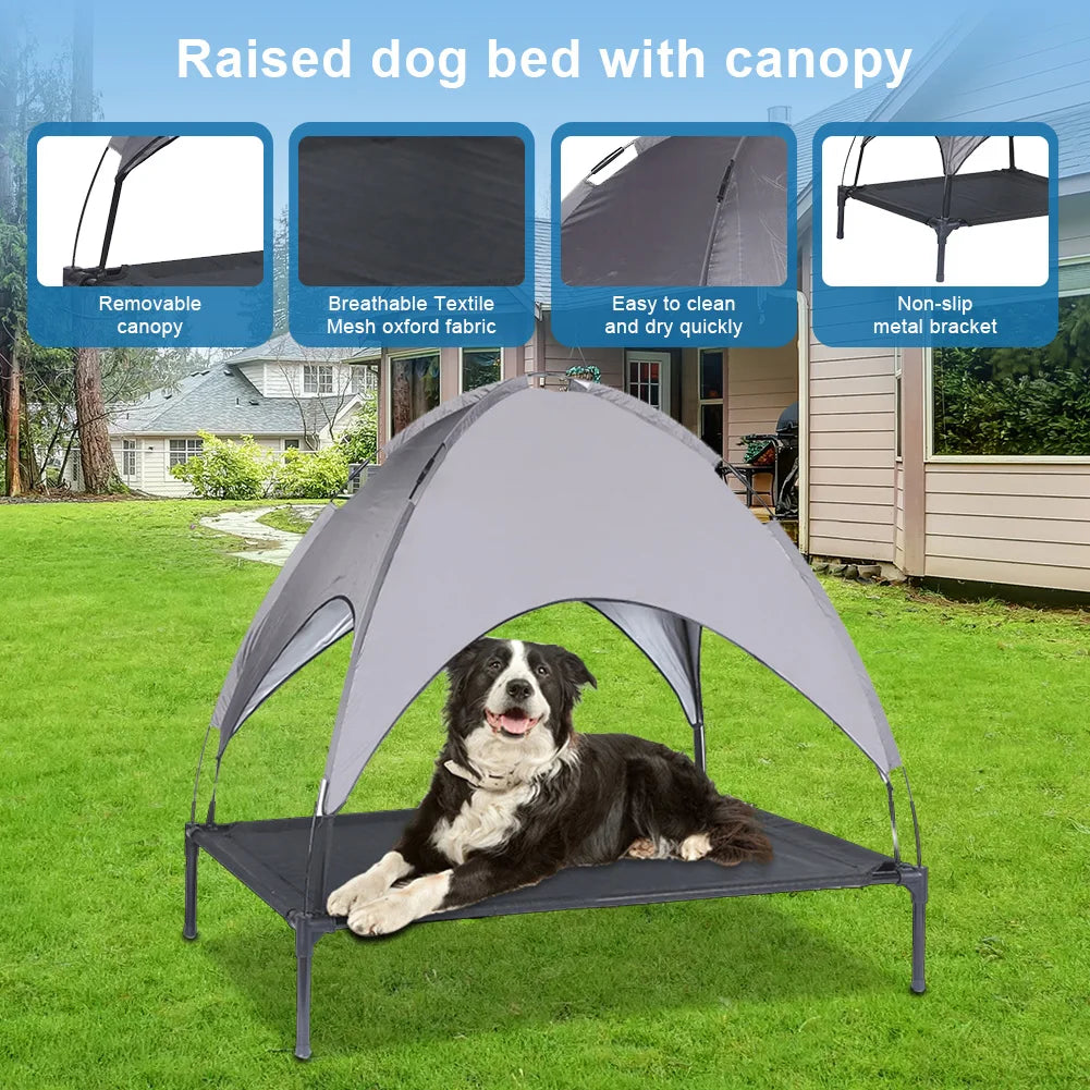 Alloet Elevated Canopy Dog Bed For Indoor Outdoor Use