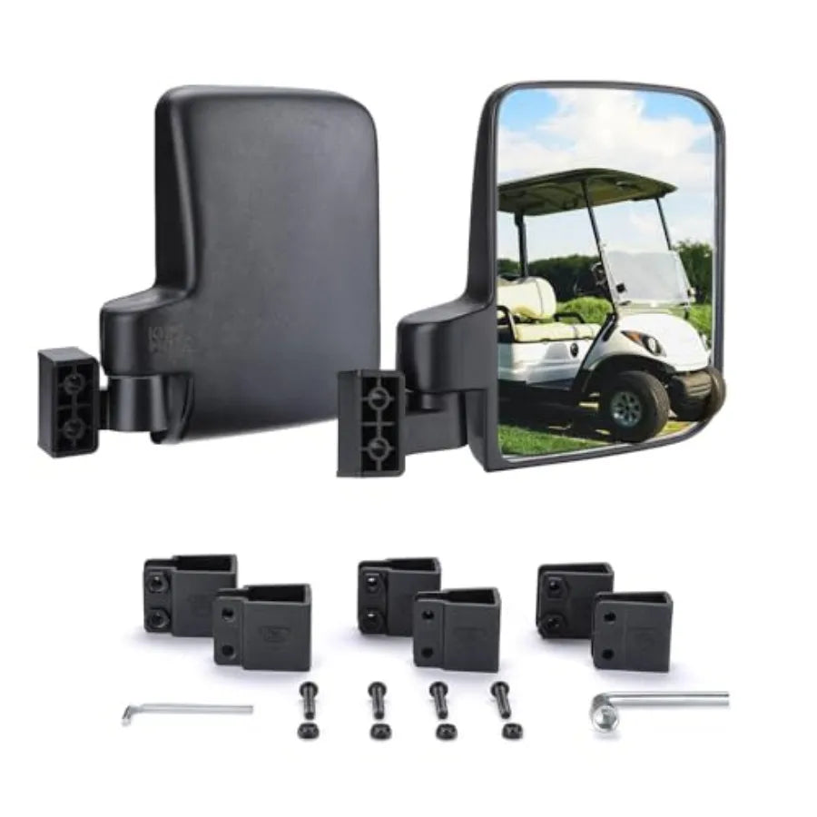 No Drilling Golf Cart Rear View Mirror Universal For Square Rails Folding