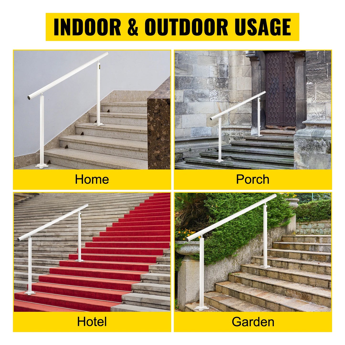 Outdoor Aluminum Handrail for Steps with Installation Kit