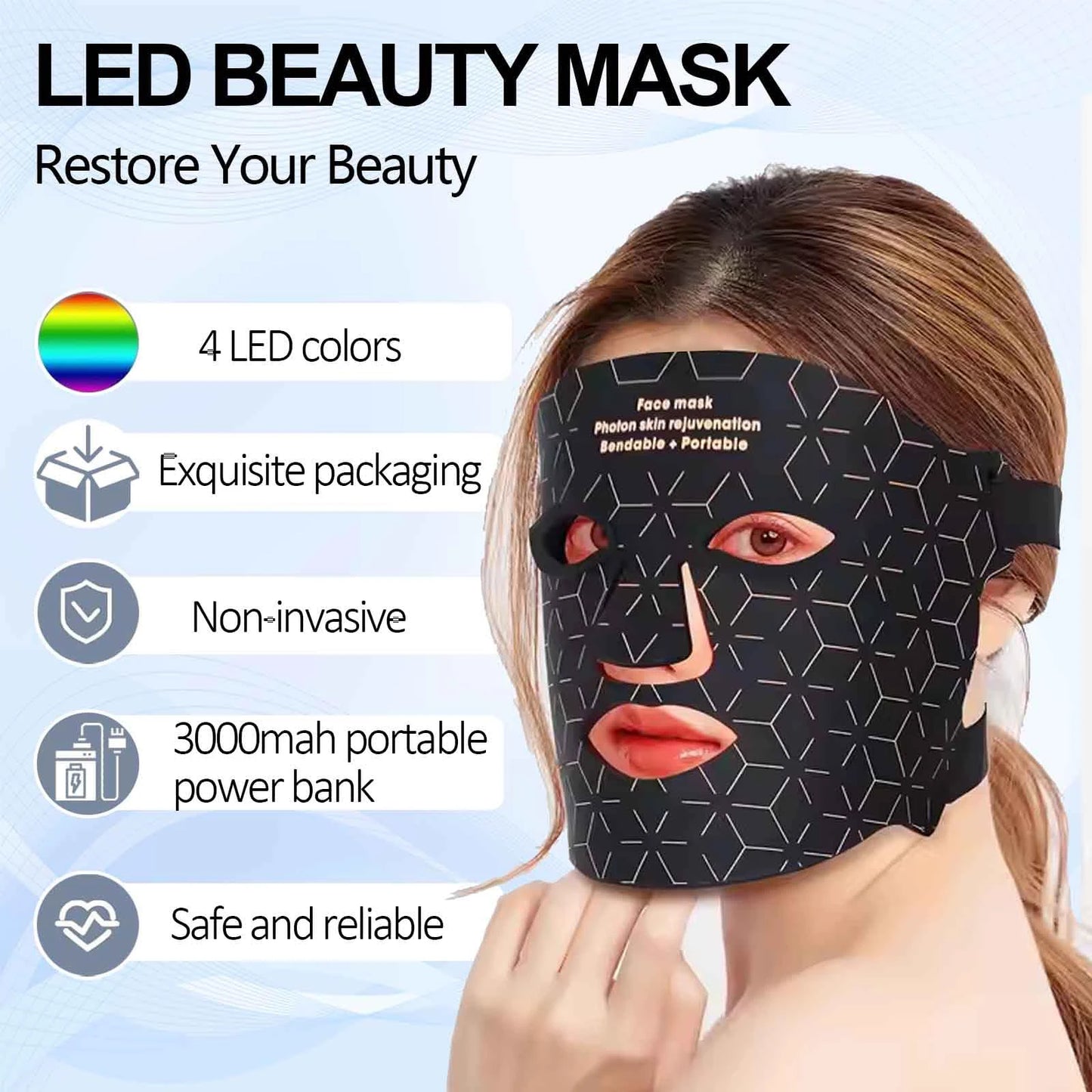 UBilli Portable LED Face Mask Light Therapy For Skin Rejuvenation