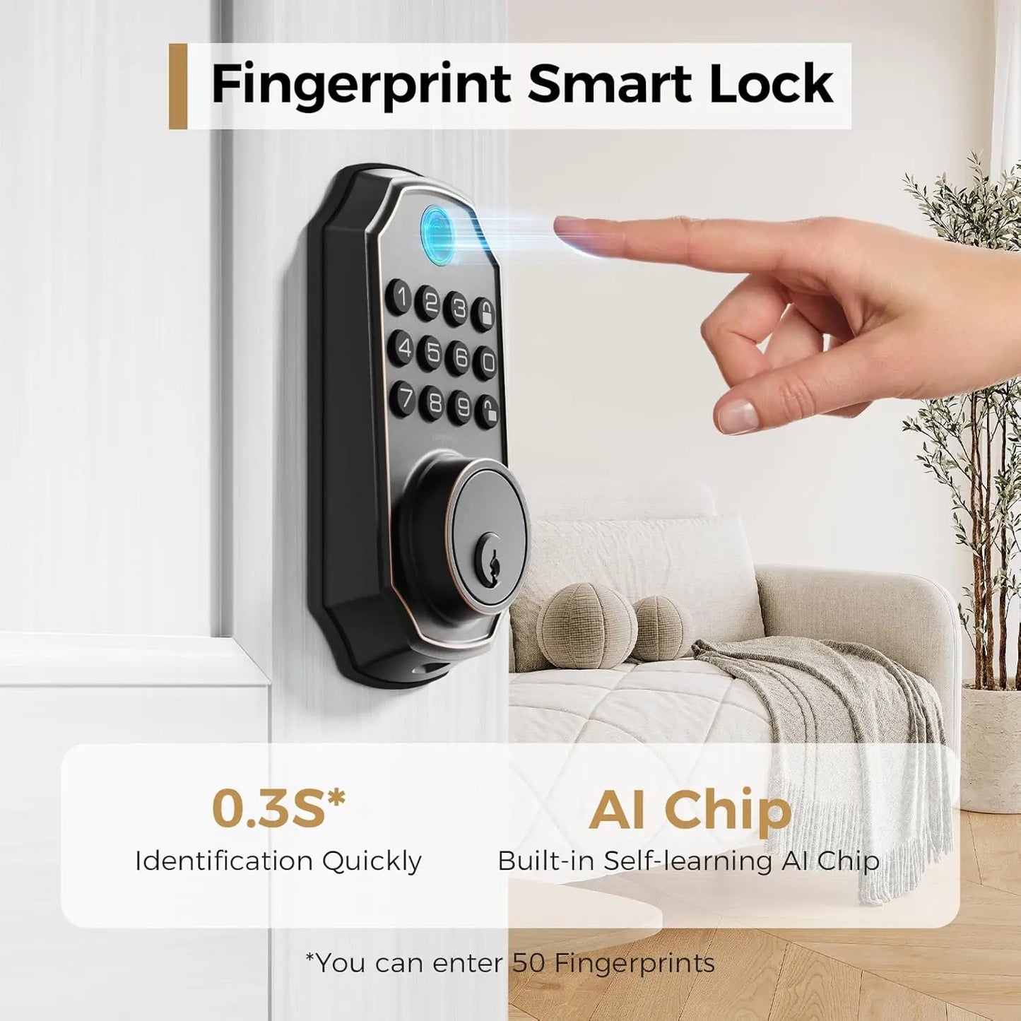 Arpha D280W WiFi Keyless Entry Door Lock With Fingerprint