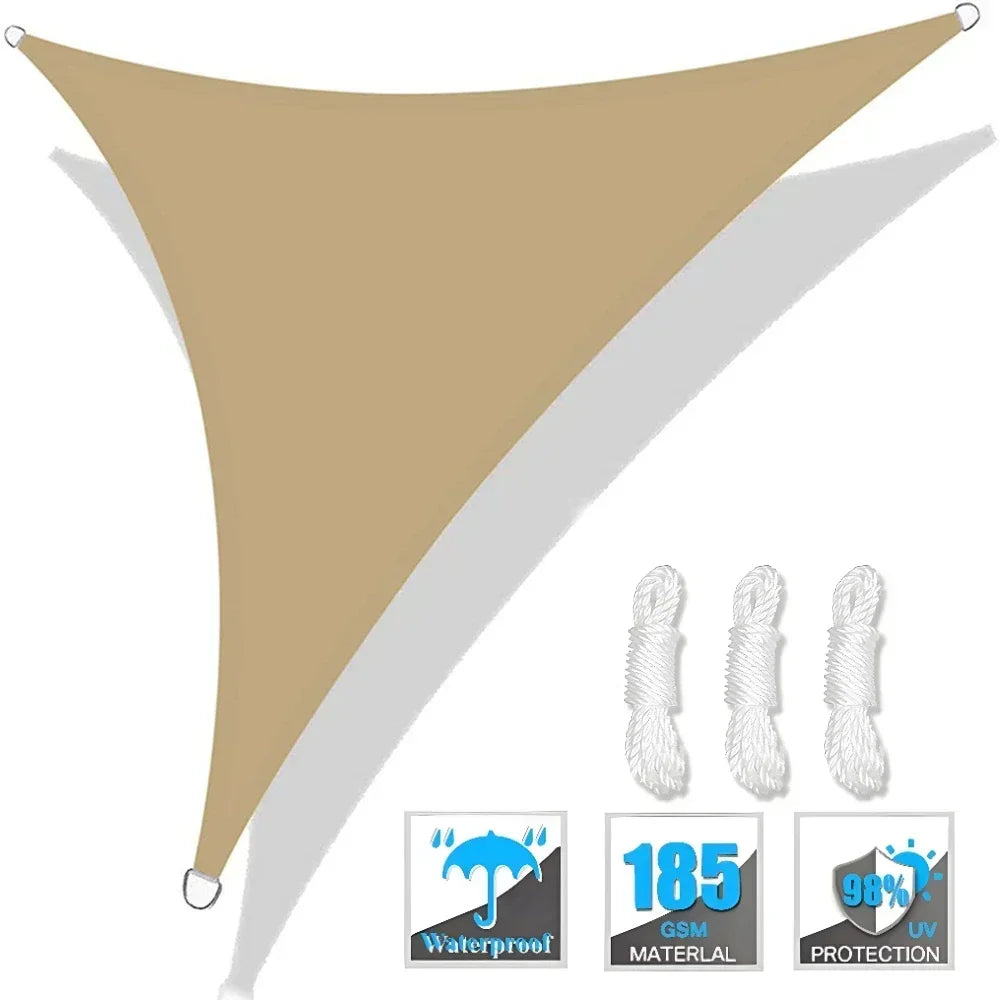 Triangle Sun Shade Sail Canopy UV Block For Outdoor Patio Garden With Free Rope