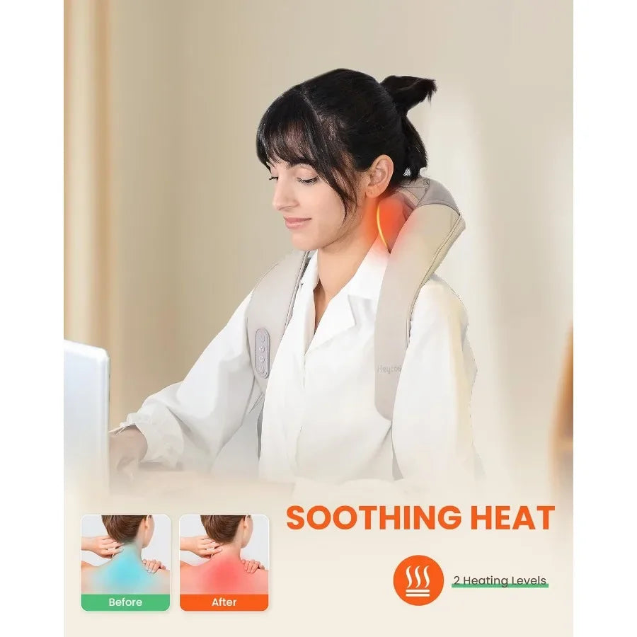 Cordless Neck Massager With Heat 4D Kneading Shiatsu