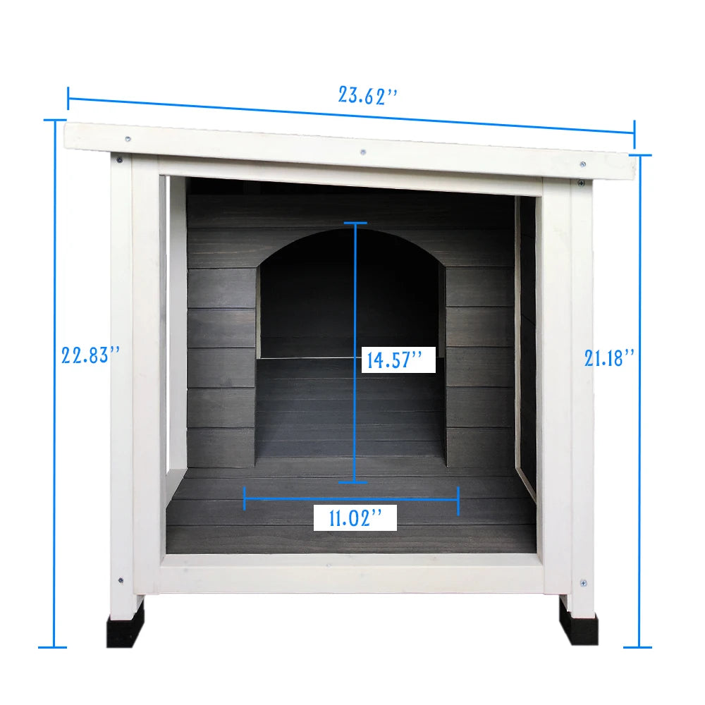 Outdoor Wooden Puppy Kennel With Waterproof Asphalt Roof And Porch