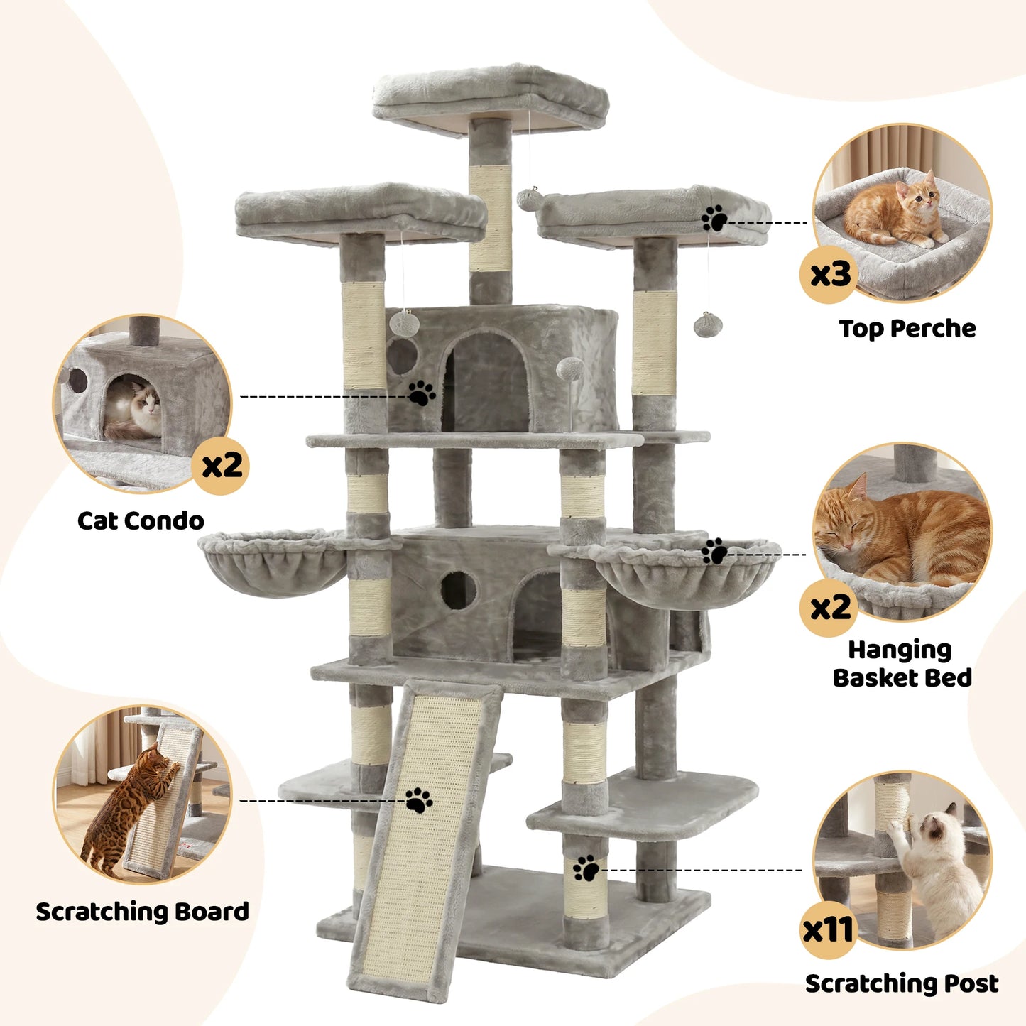 Cat Tree Tower Indoor Activity Center With Condos And Perches