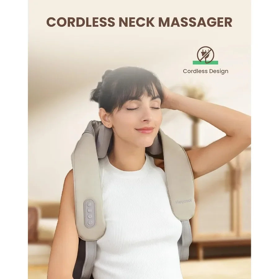 Cordless Neck Massager With Heat 4D Kneading Shiatsu