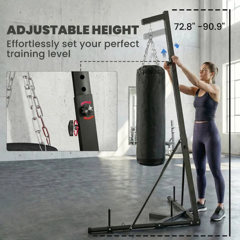 Freestanding Punching Bag Stand With Adjustable Steel Frame