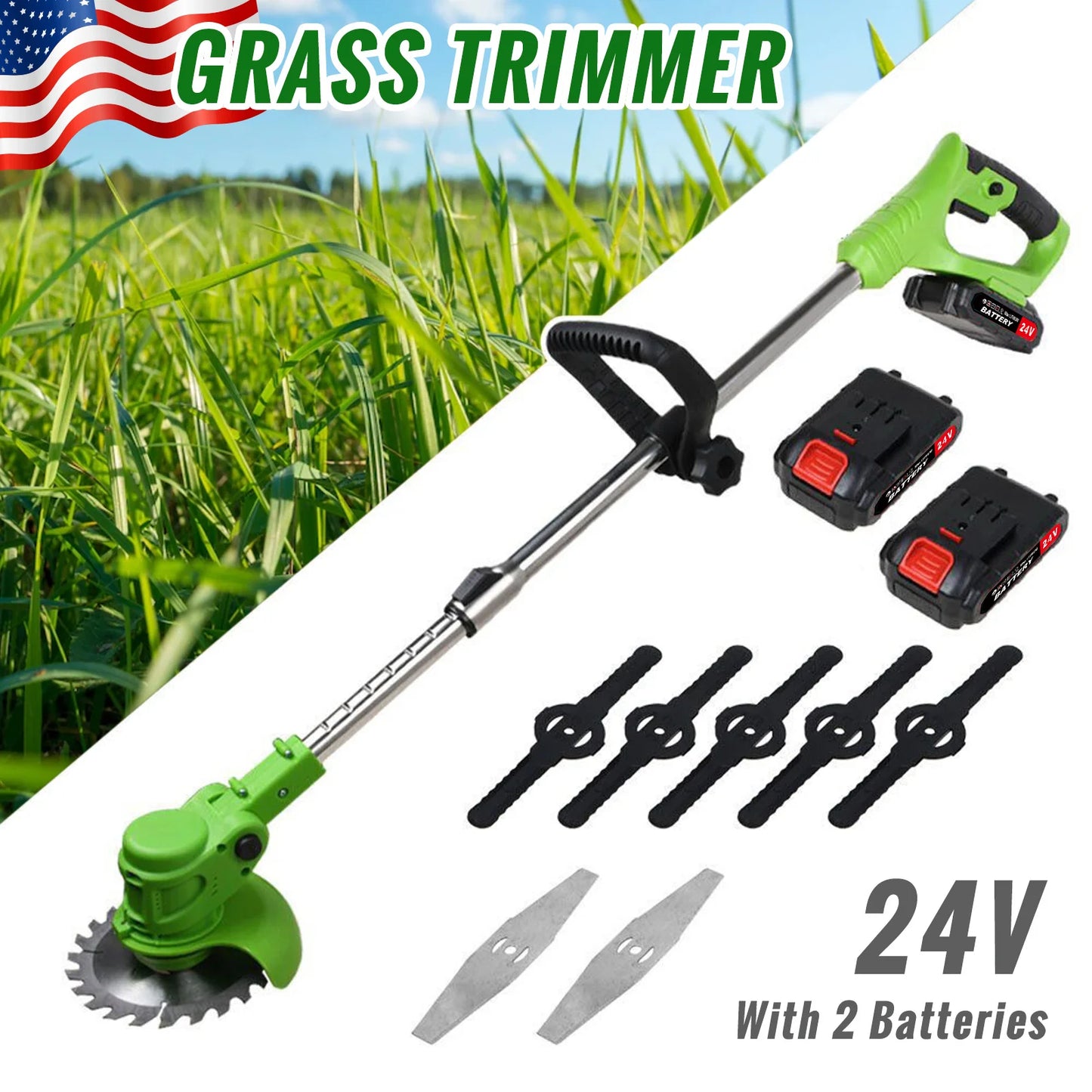 Electric Weed Trimmer 2 In 1 Cordless String Grass Cutter