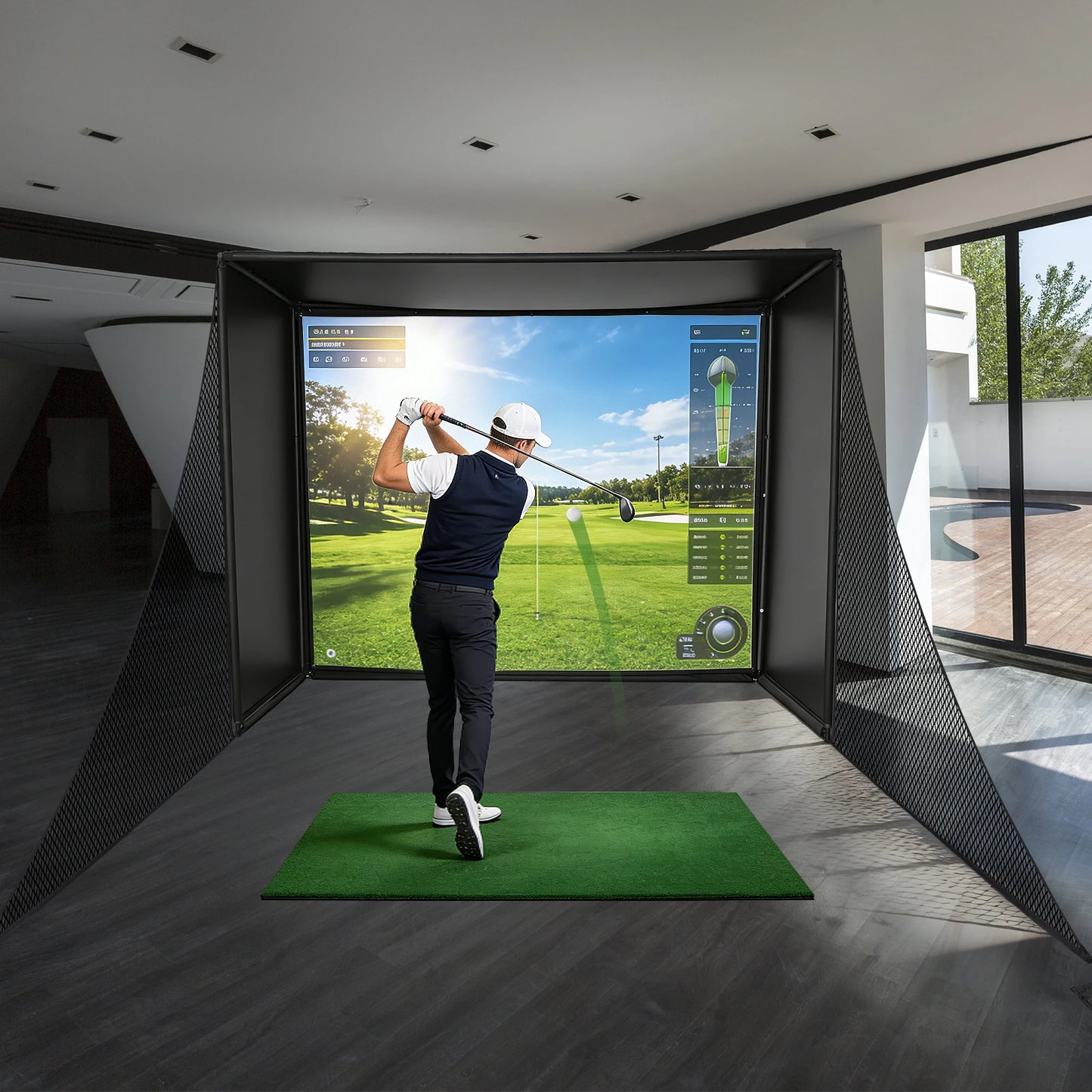 Golf Simulator Net With HD Screen And Heavy Duty Frame